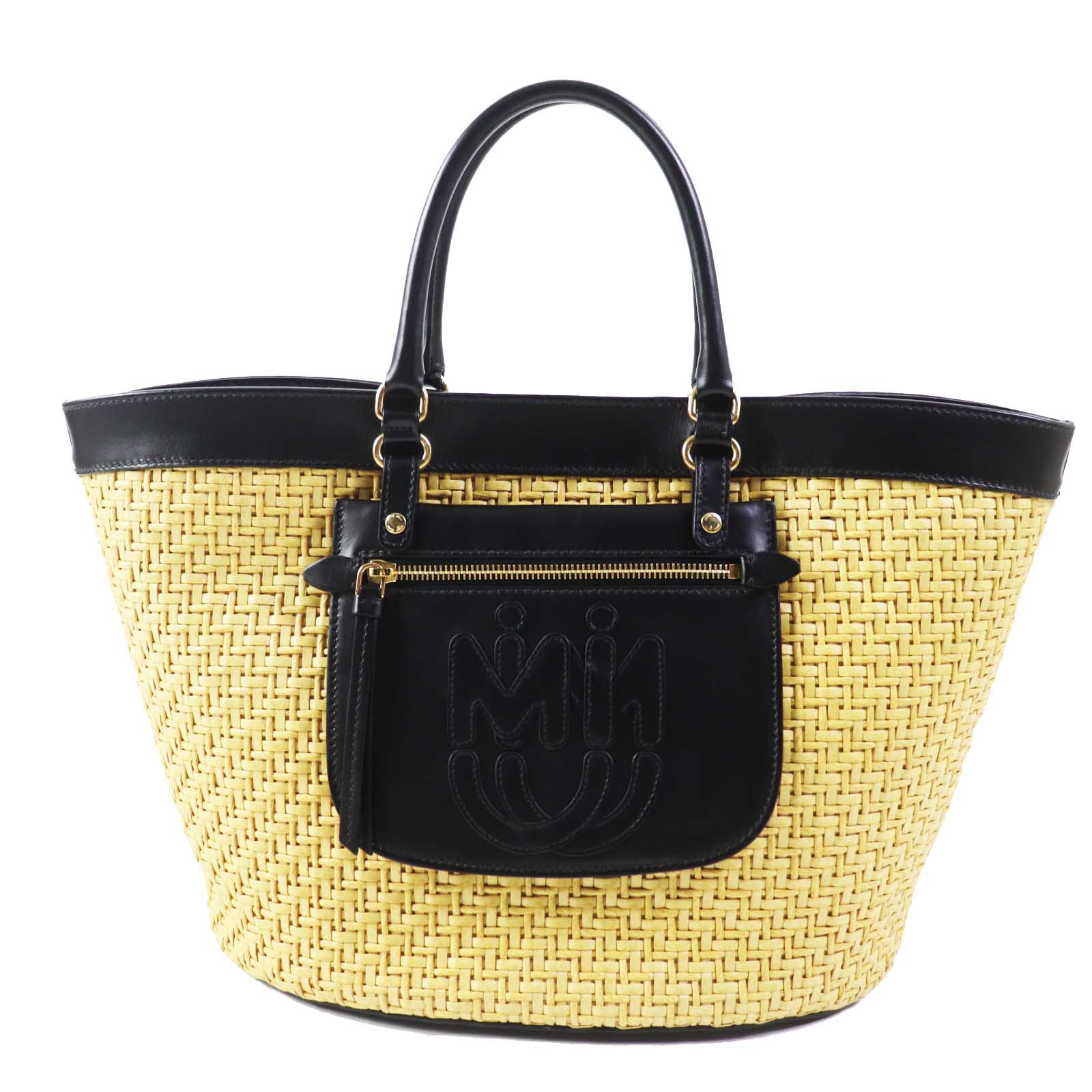 Miu Miu Leather Straw 2WAY Basket Bag