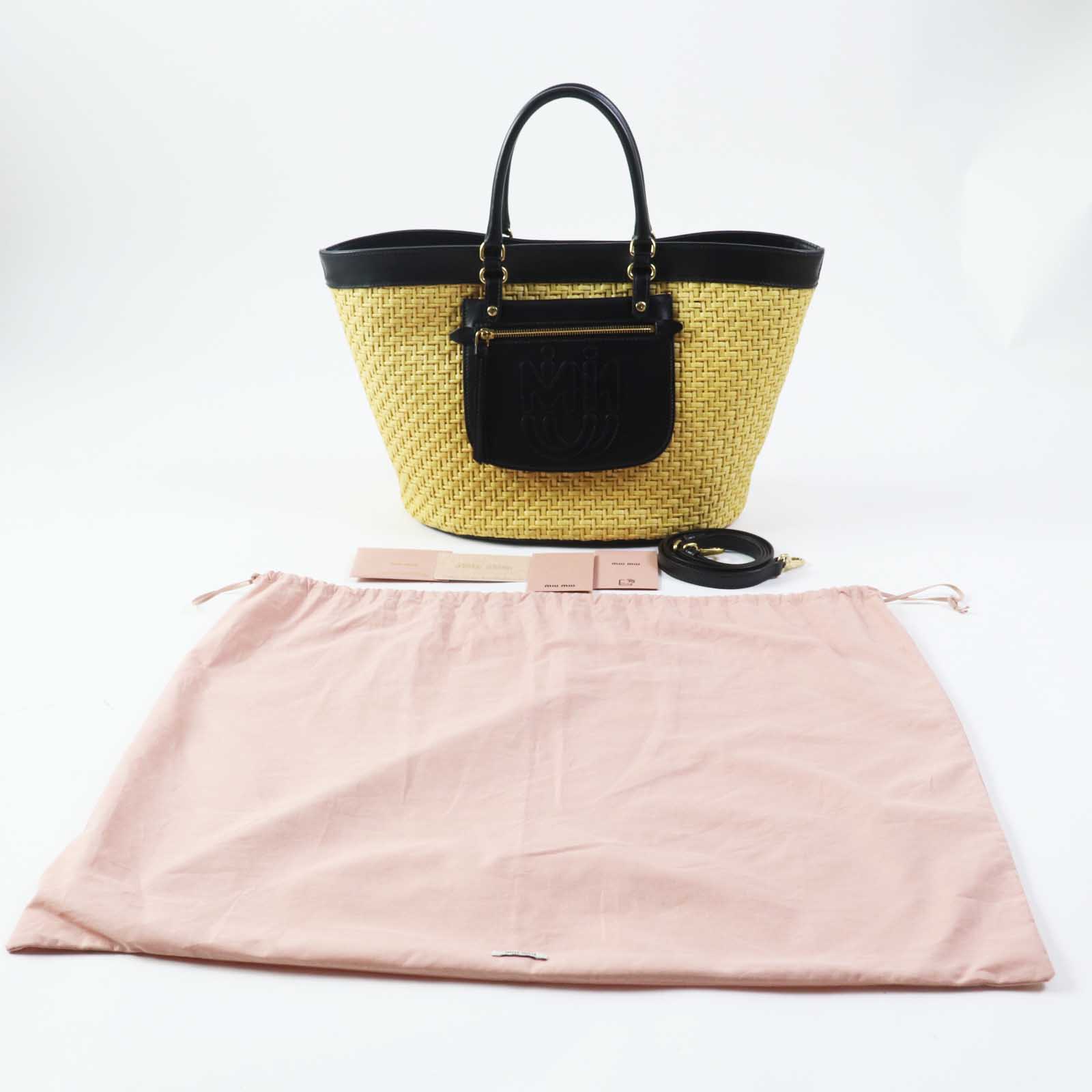 Miu Miu Leather Straw 2WAY Basket Bag