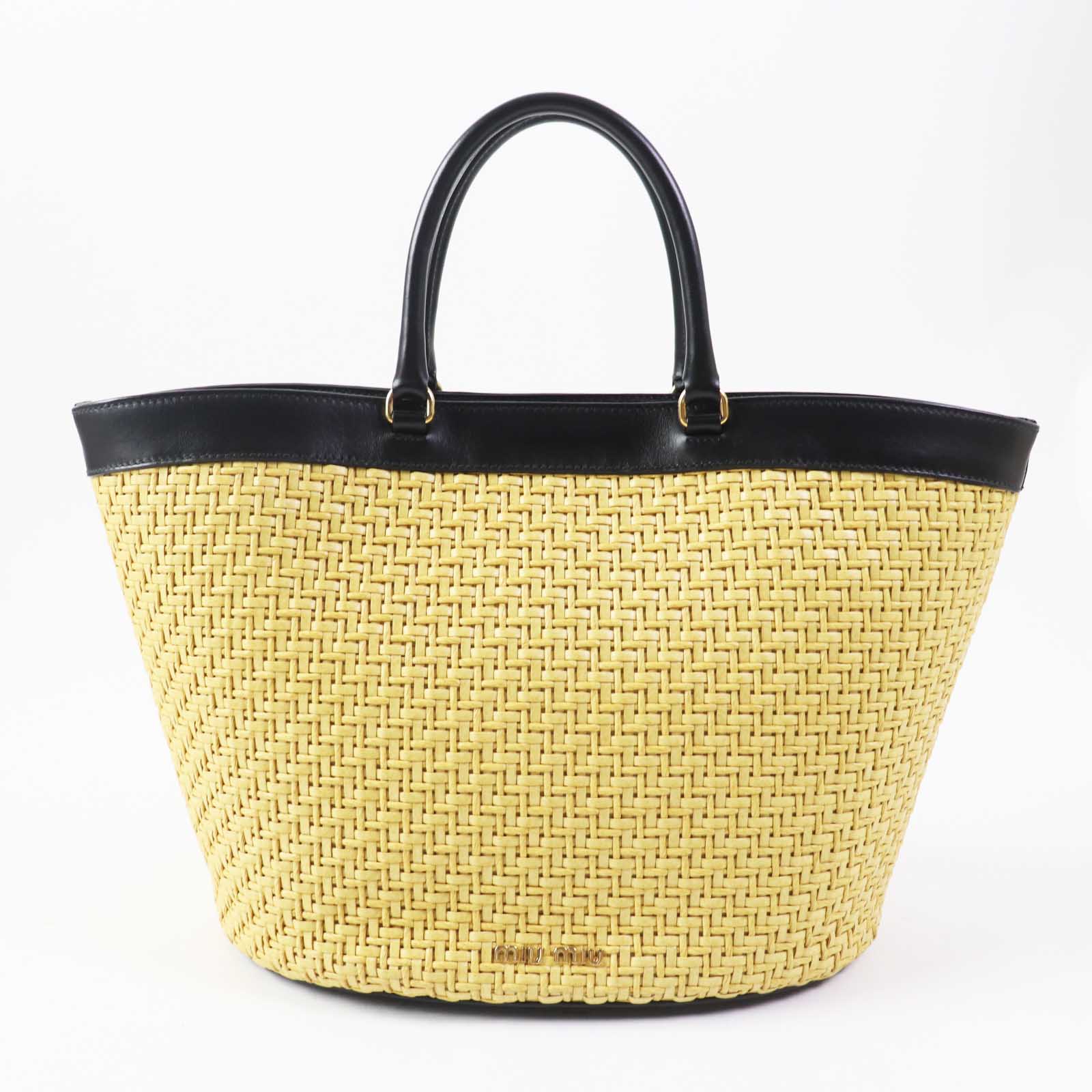 Miu Miu Leather Straw 2WAY Basket Bag