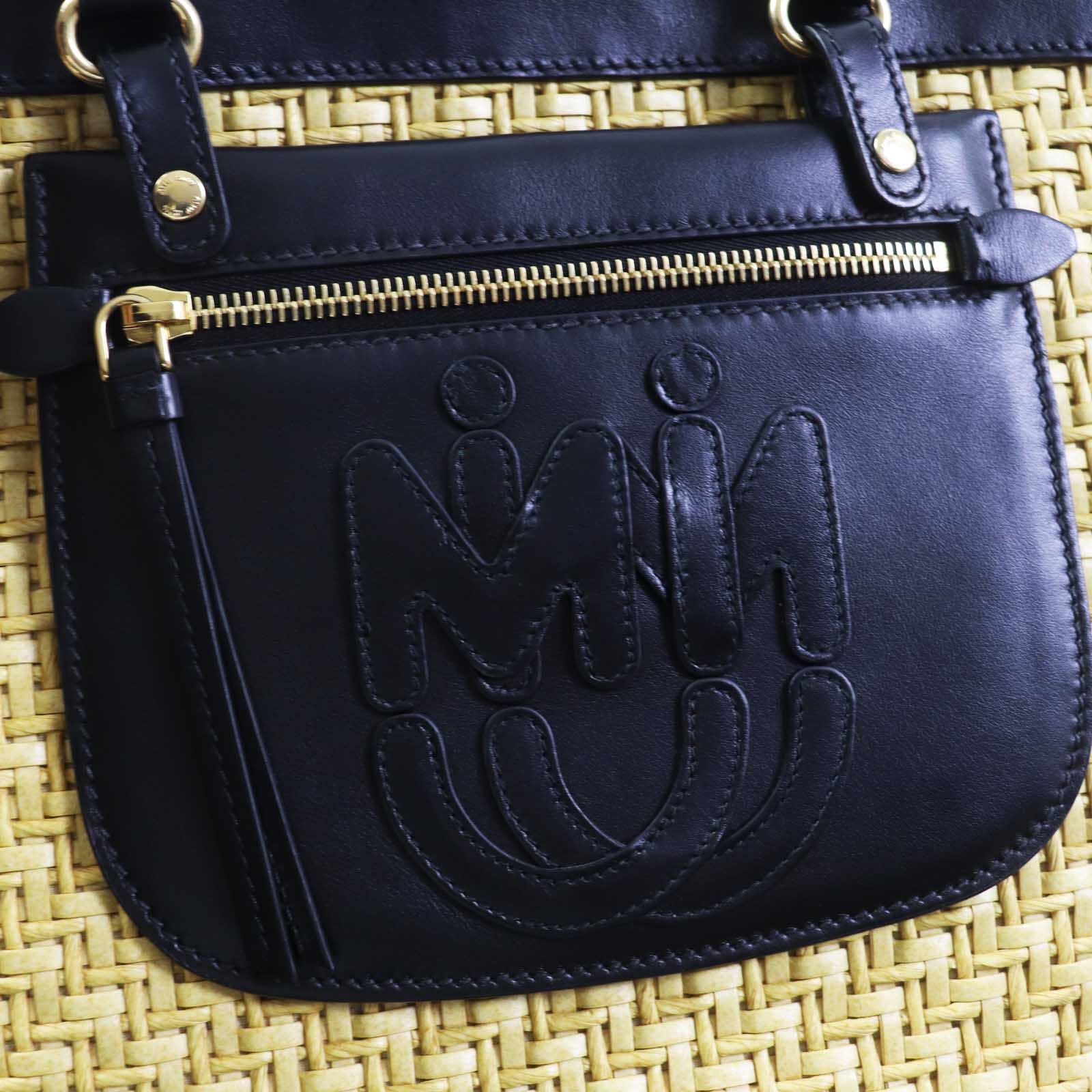 Miu Miu Leather Straw 2WAY Basket Bag