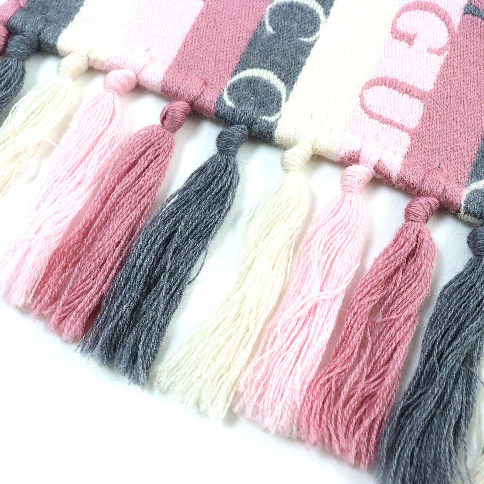 Gucci Logo Stripe Fringe Scarf 634166