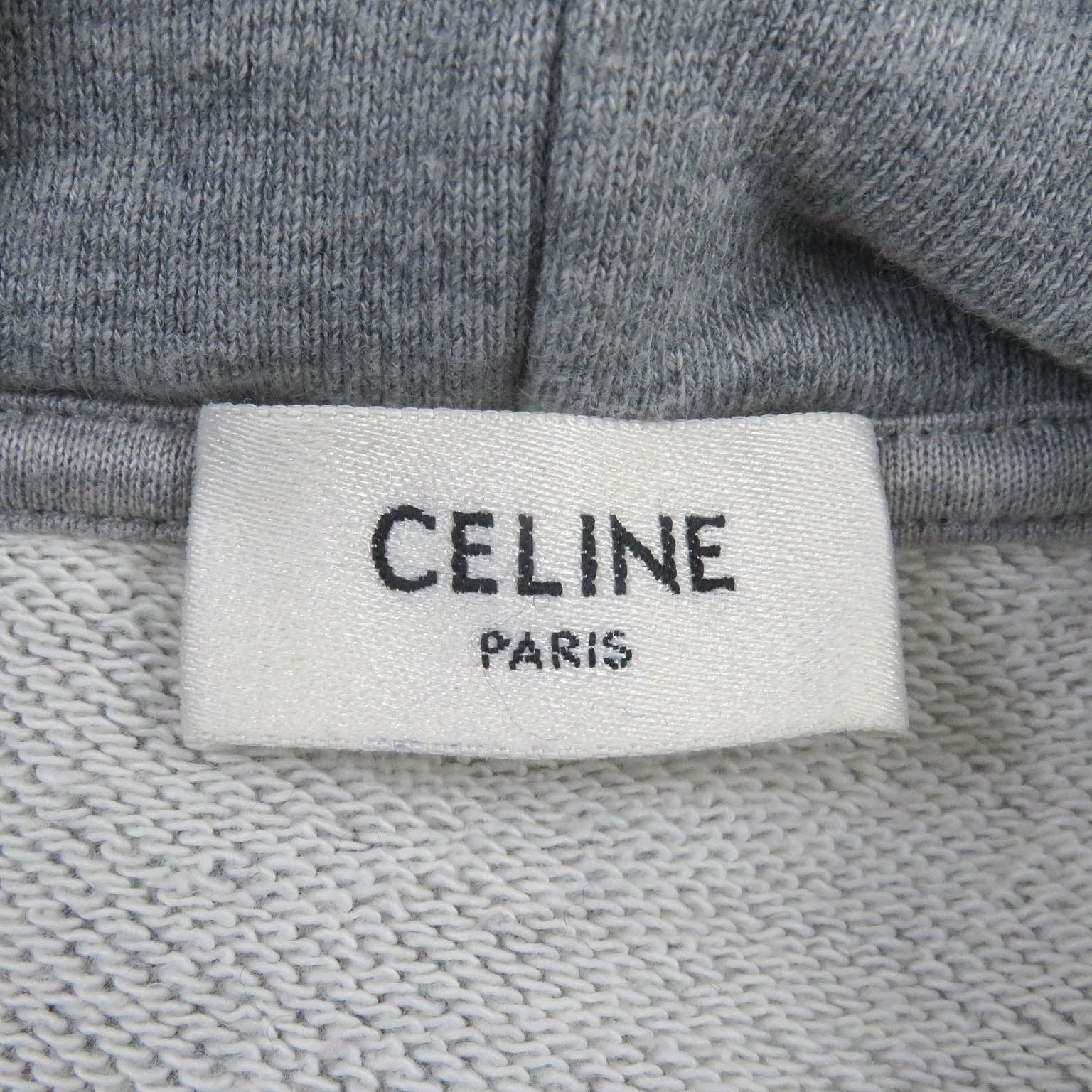 Celine Cotton Logo Drawcord Fleece Hoodie