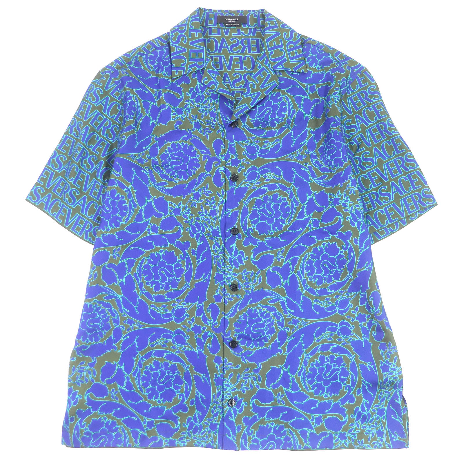 Versace Silk Baroque Logo Bowling Shirt