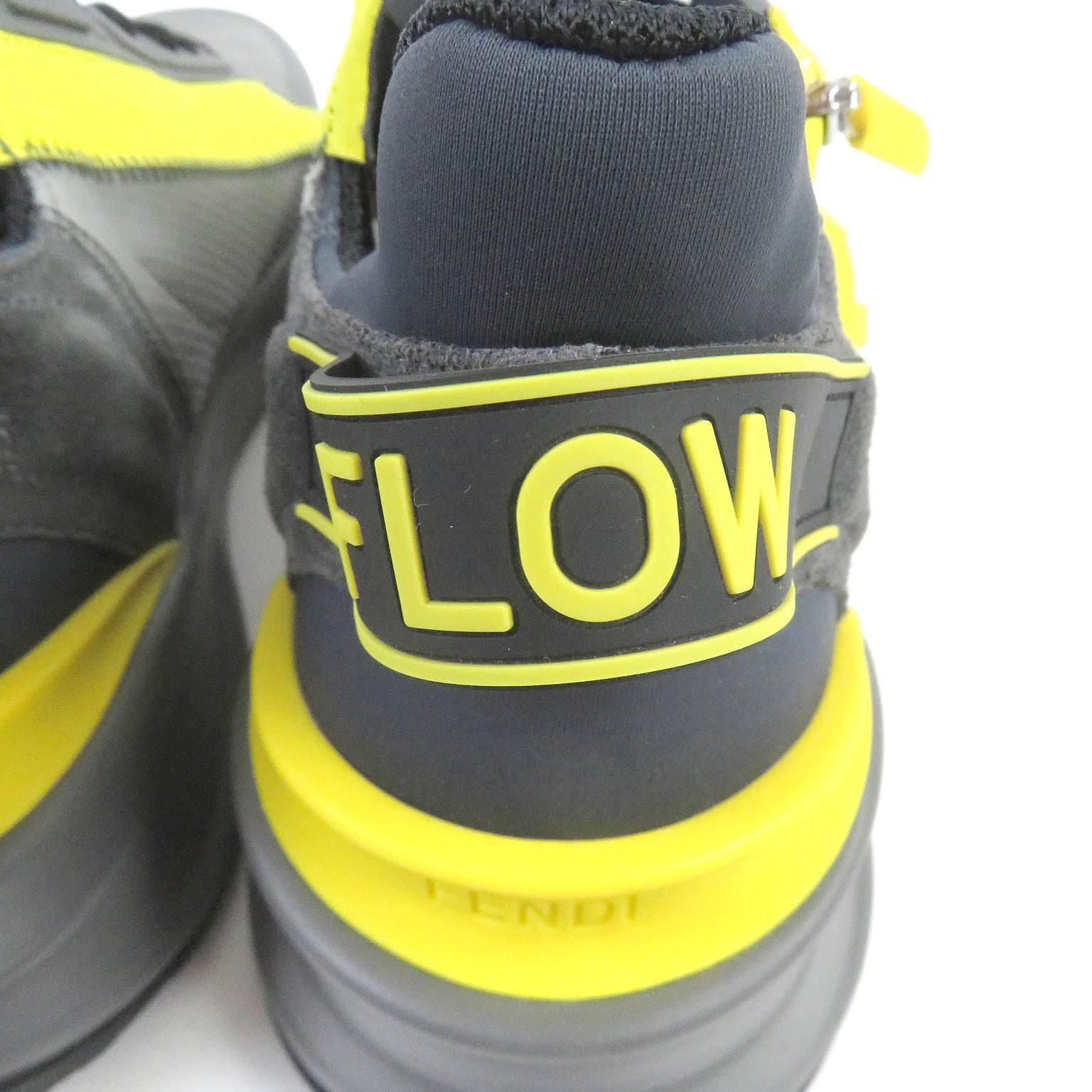 Fendi FLOW FF Logo Low Cut Sneakers Gray Yellow