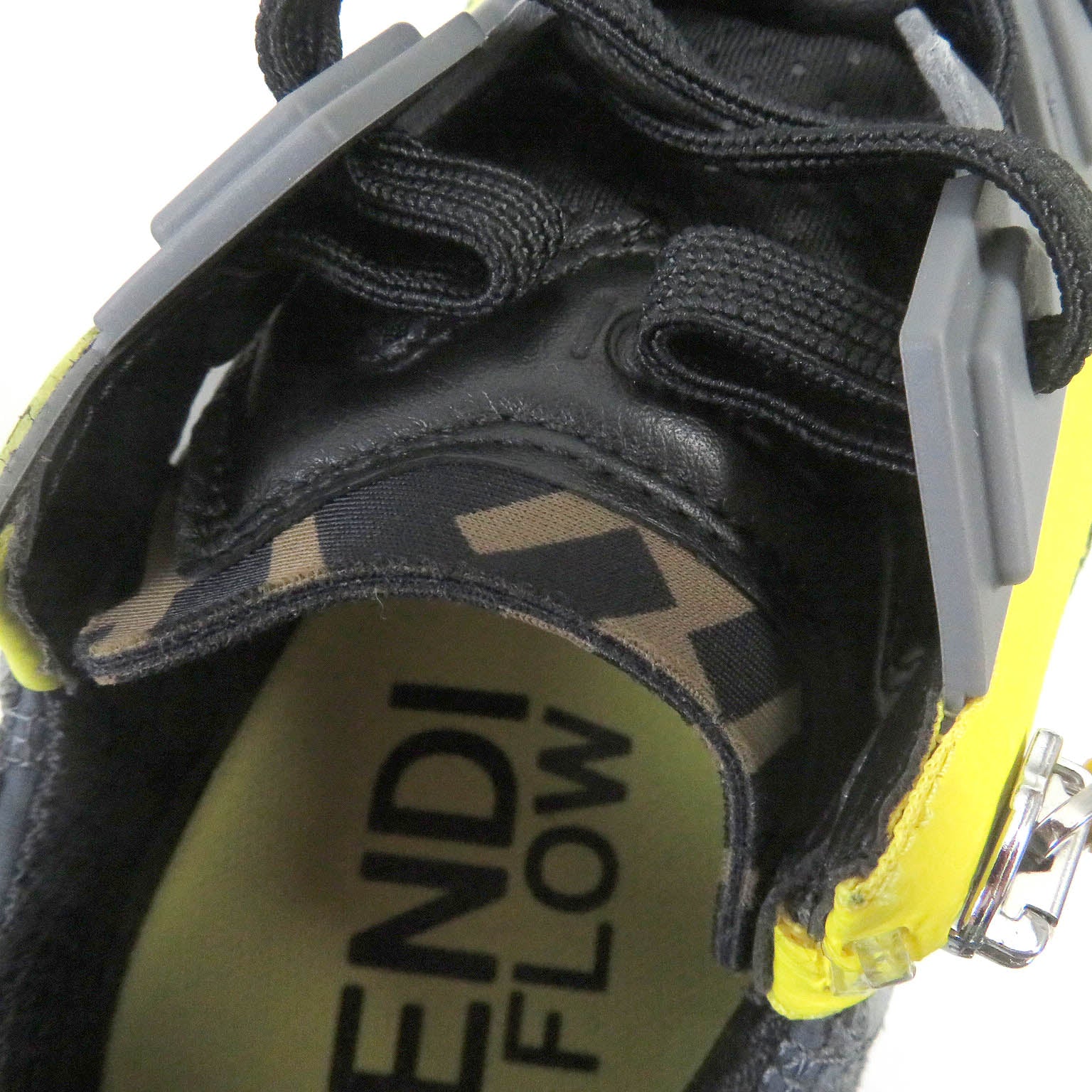 Fendi FLOW FF Logo Low Cut Sneakers Gray Yellow