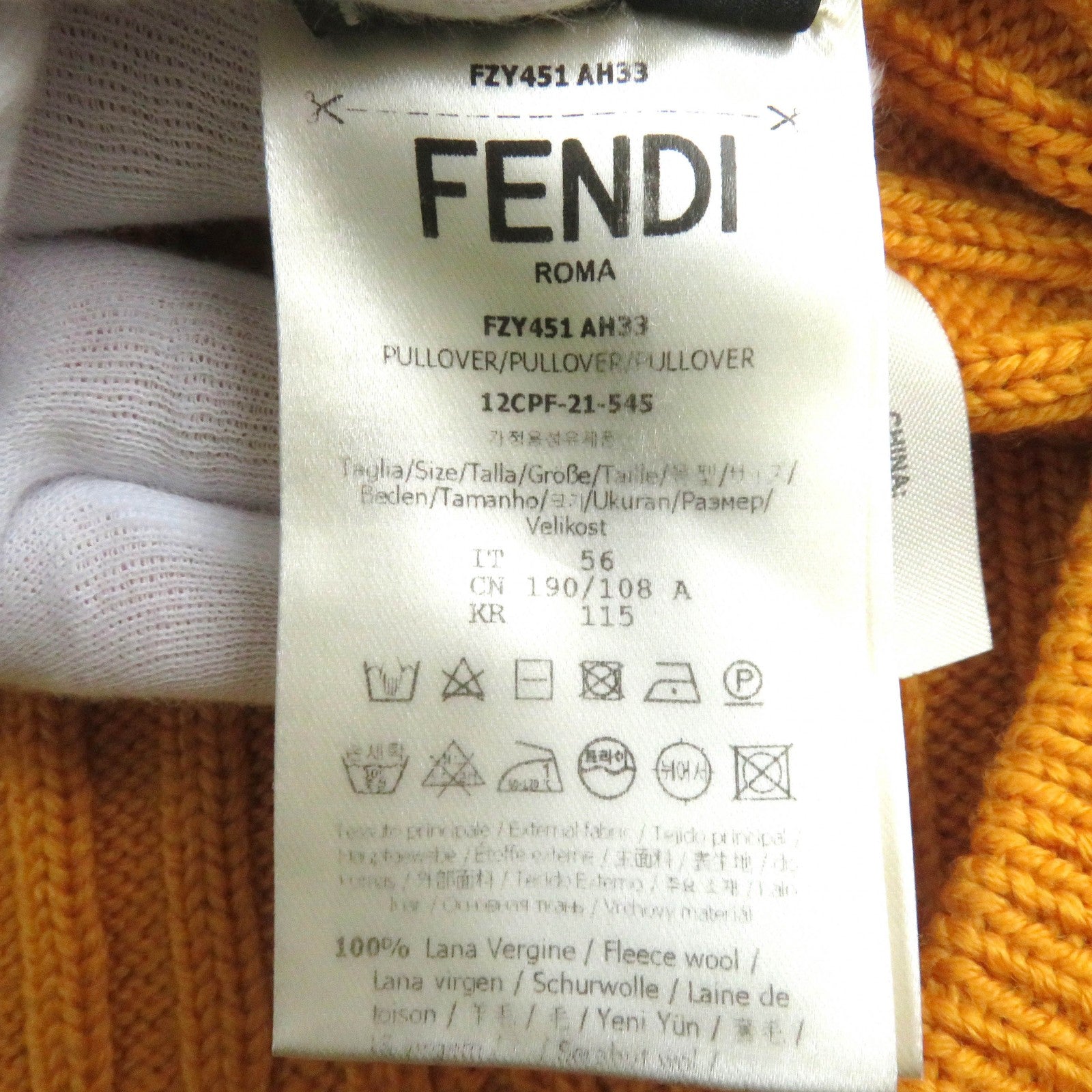 FENDI Wool Embroidered Logo Knit Shirt