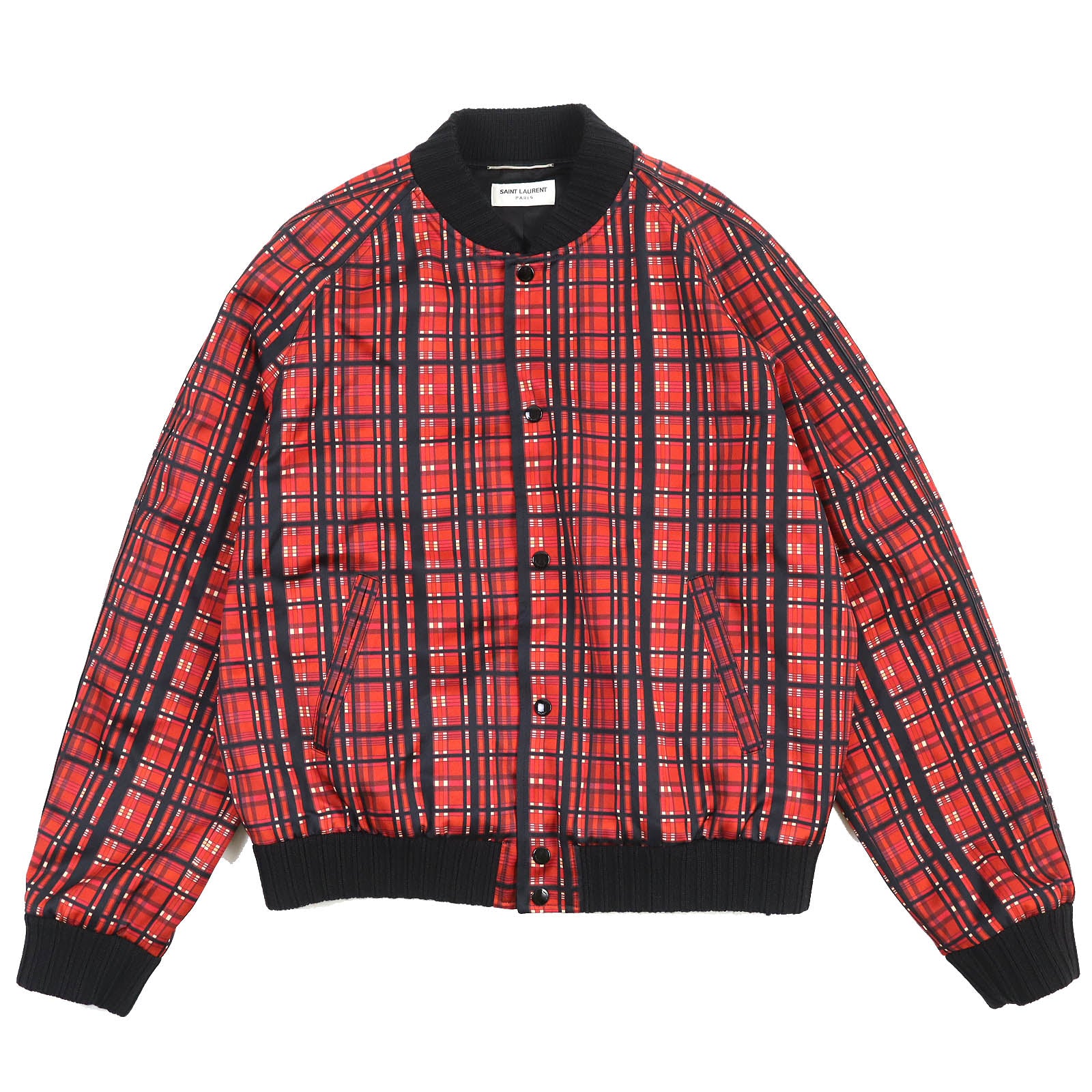 Saint Laurent Madras Check Satin Teddy Jacket