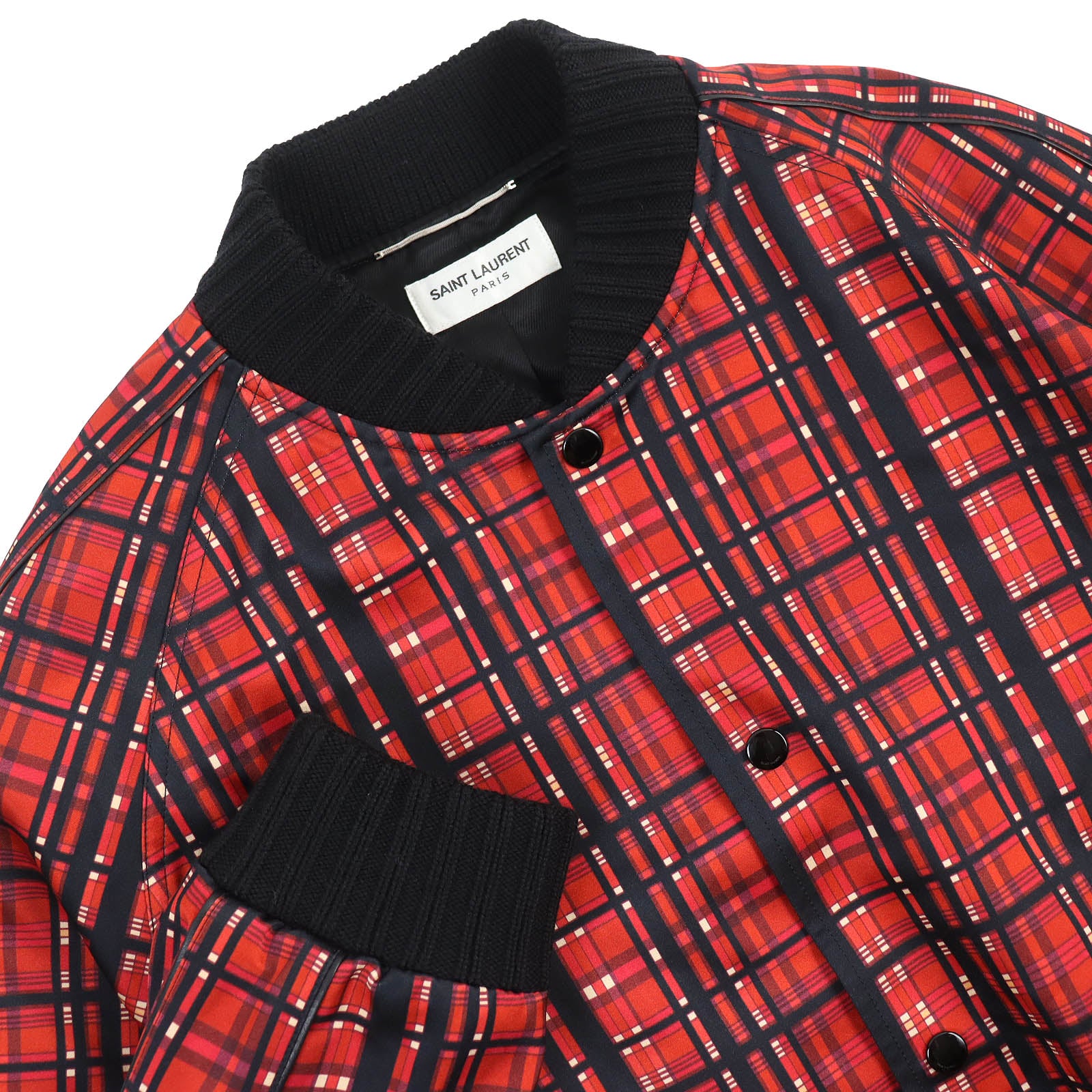 Saint Laurent Madras Check Satin Teddy Jacket