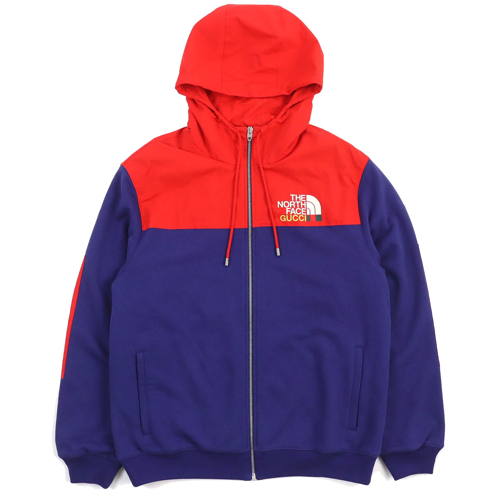 Gucci Nylon Logo Zip Hoodie Blue Red M