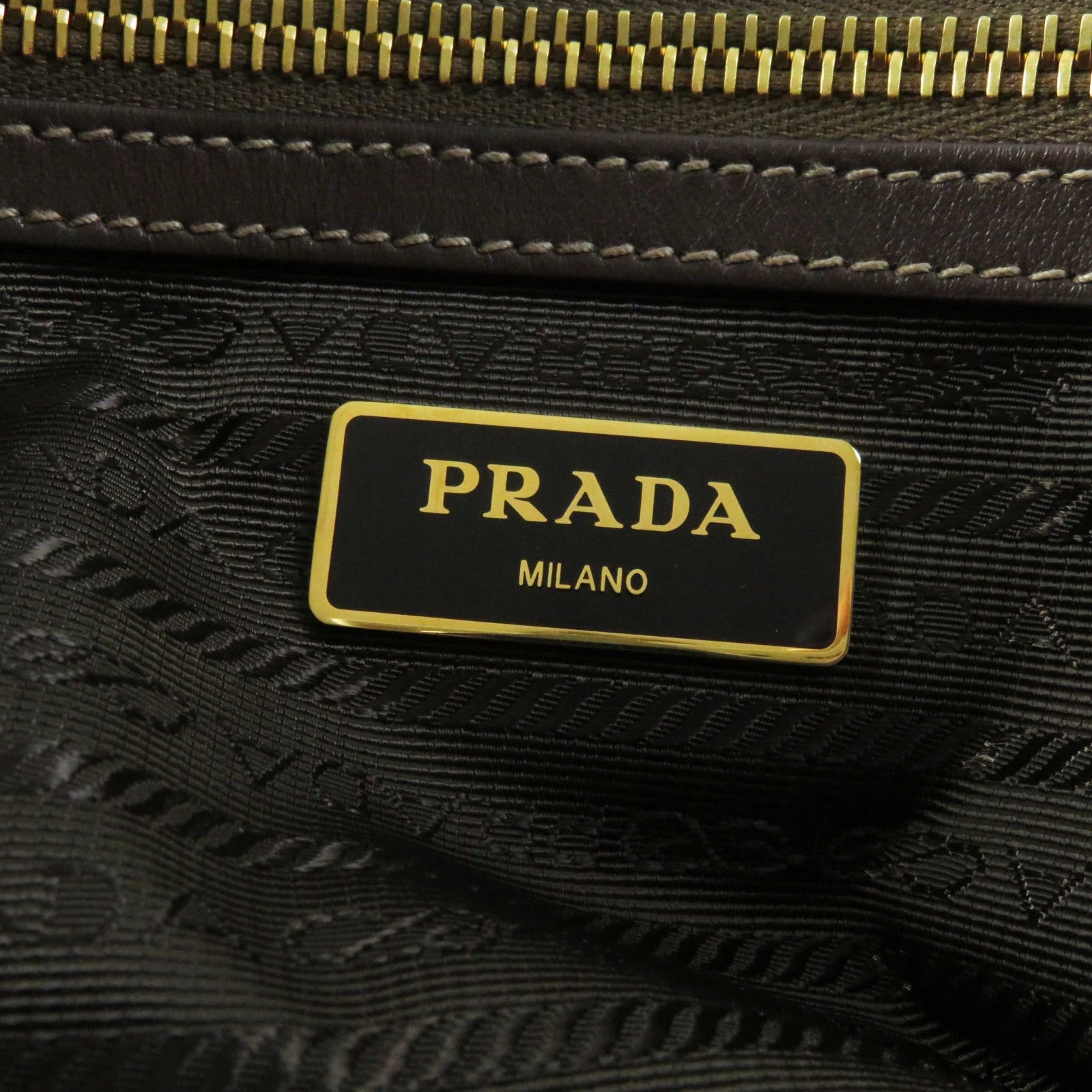 Prada Logo 2WAY Hand/Shoulder Bag Beige Brown