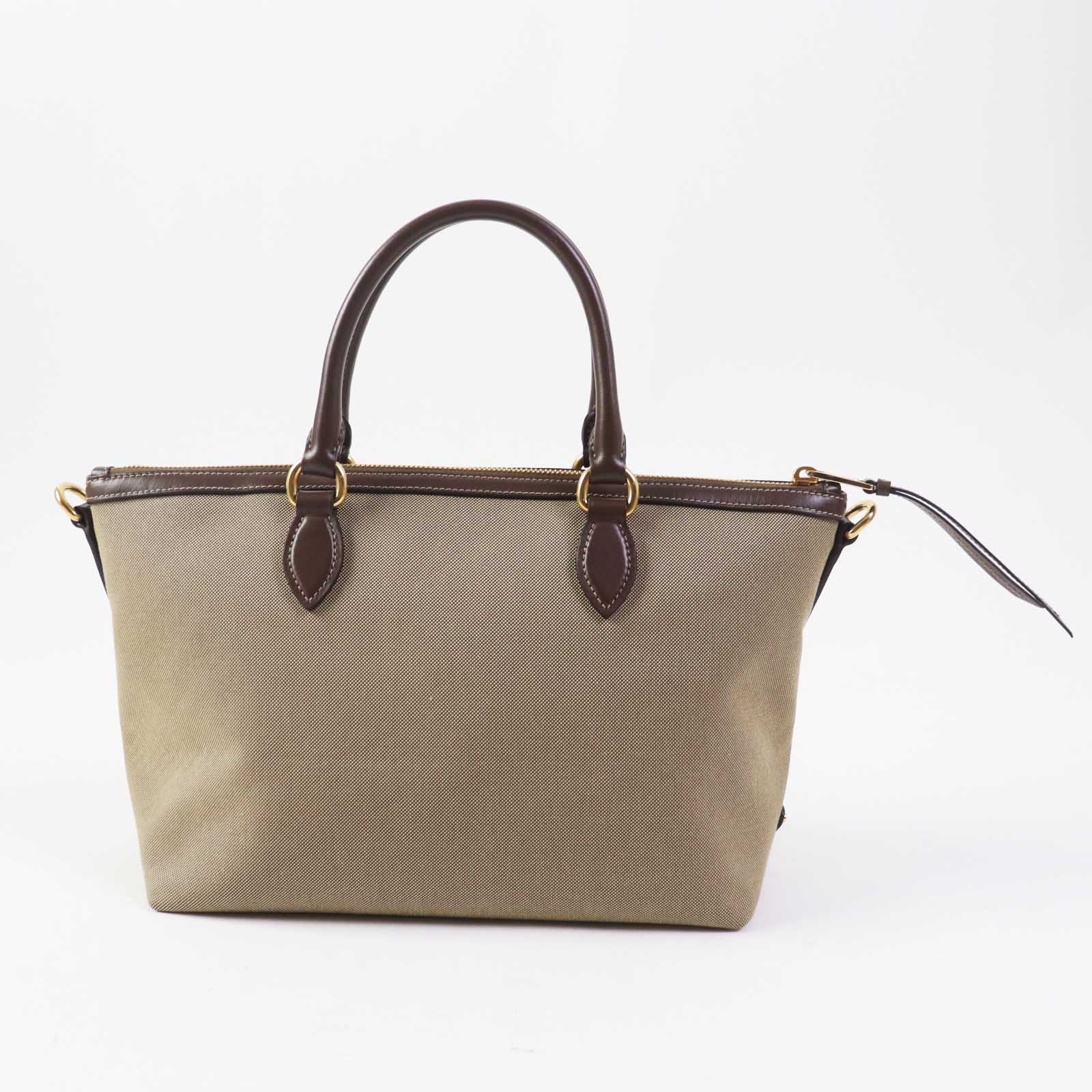 Prada Logo 2WAY Hand/Shoulder Bag Beige Brown