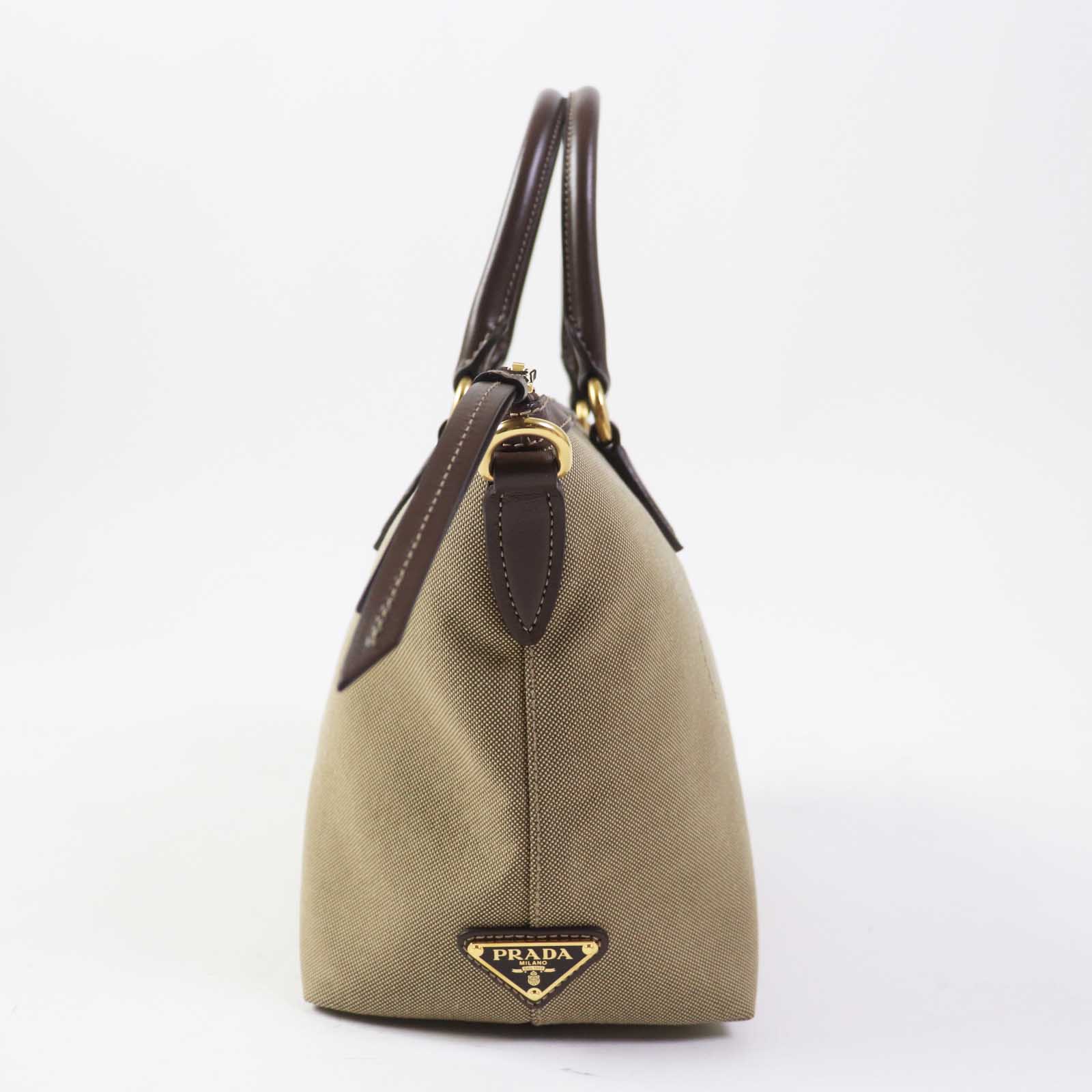 Prada Logo 2WAY Hand/Shoulder Bag Beige Brown