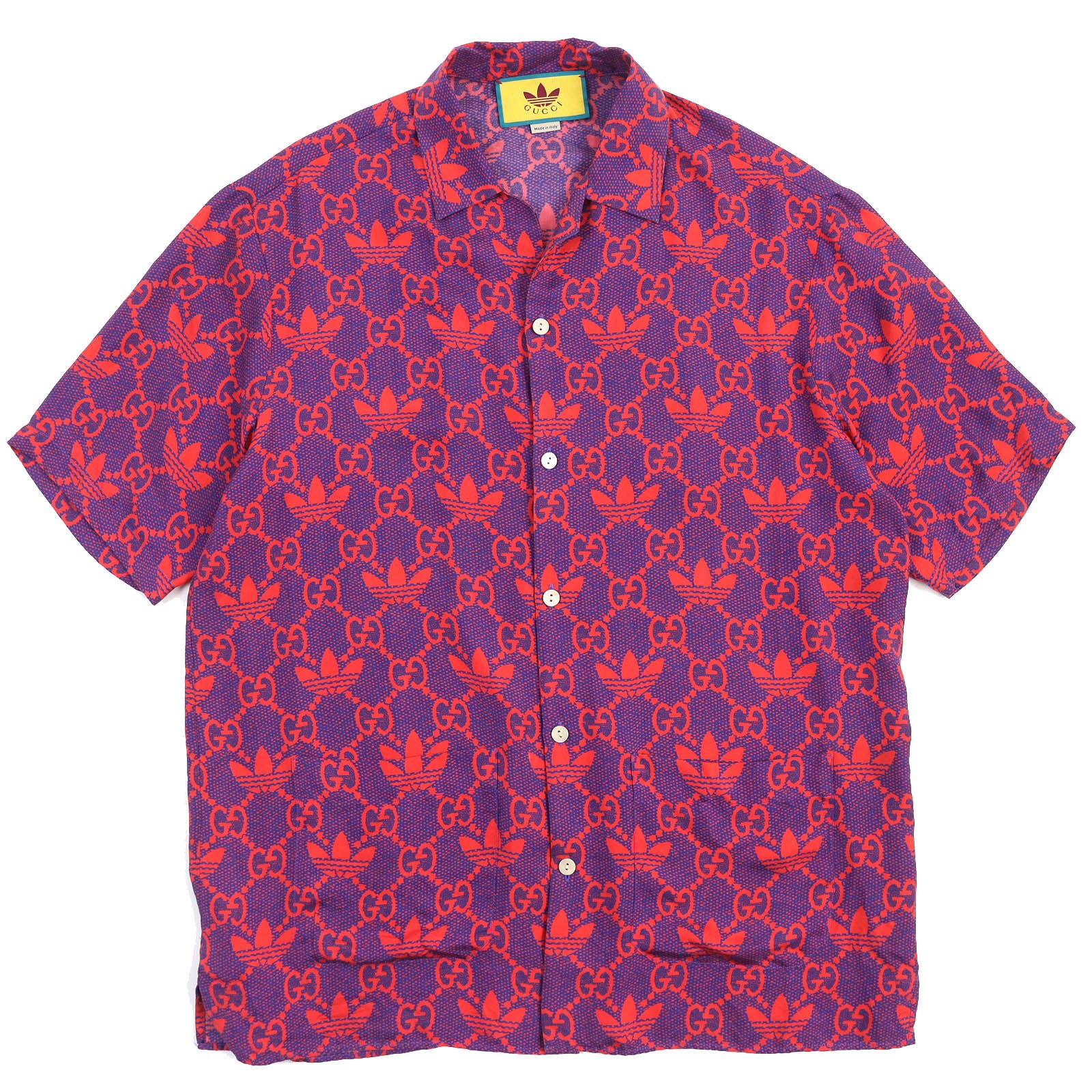 Gucci Silk Micro GG Bowling Shirt Red Purple