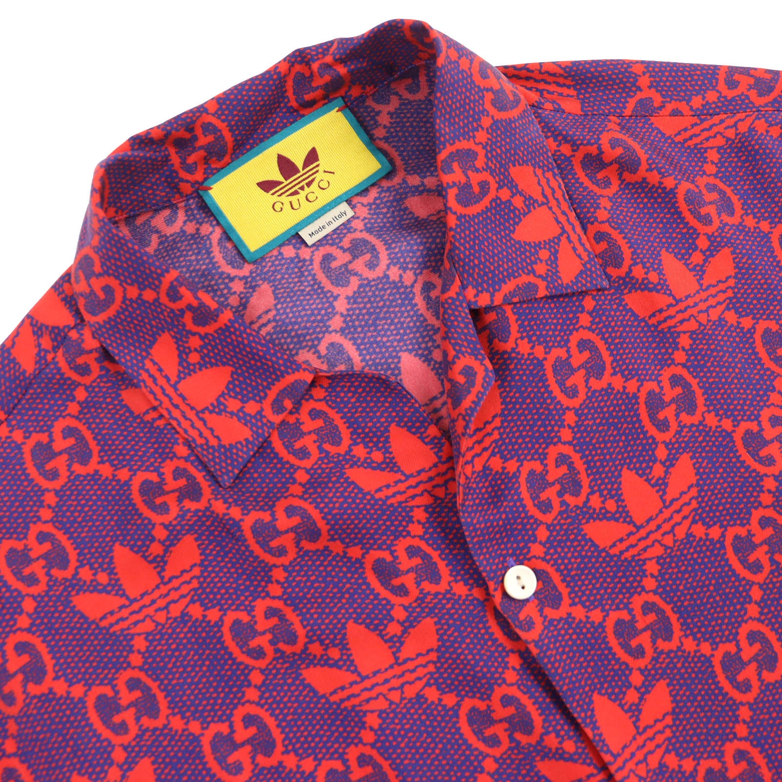 Gucci Silk Micro GG Bowling Shirt Red Purple