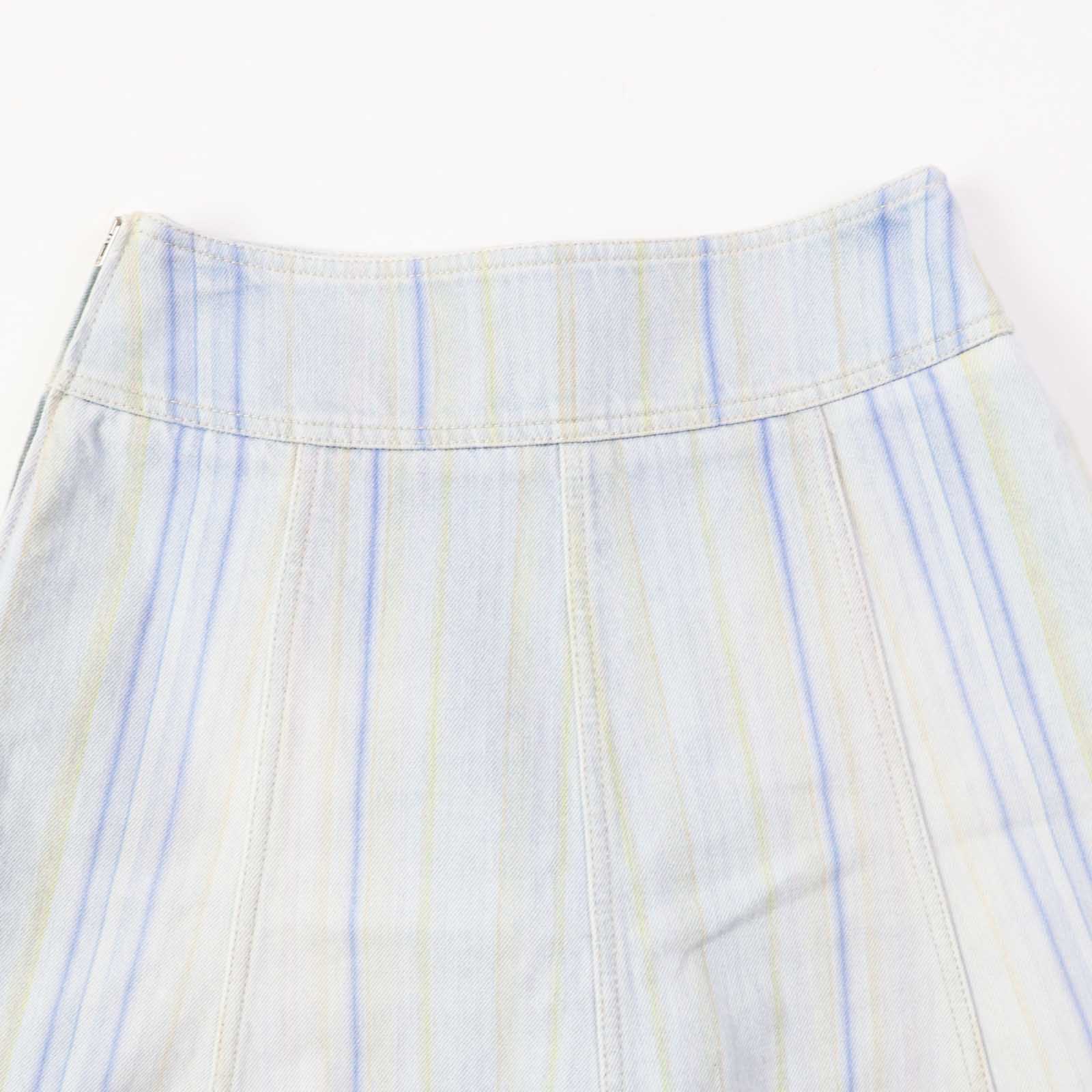 Chanel Stripe Denim Skirt Light Blue 34