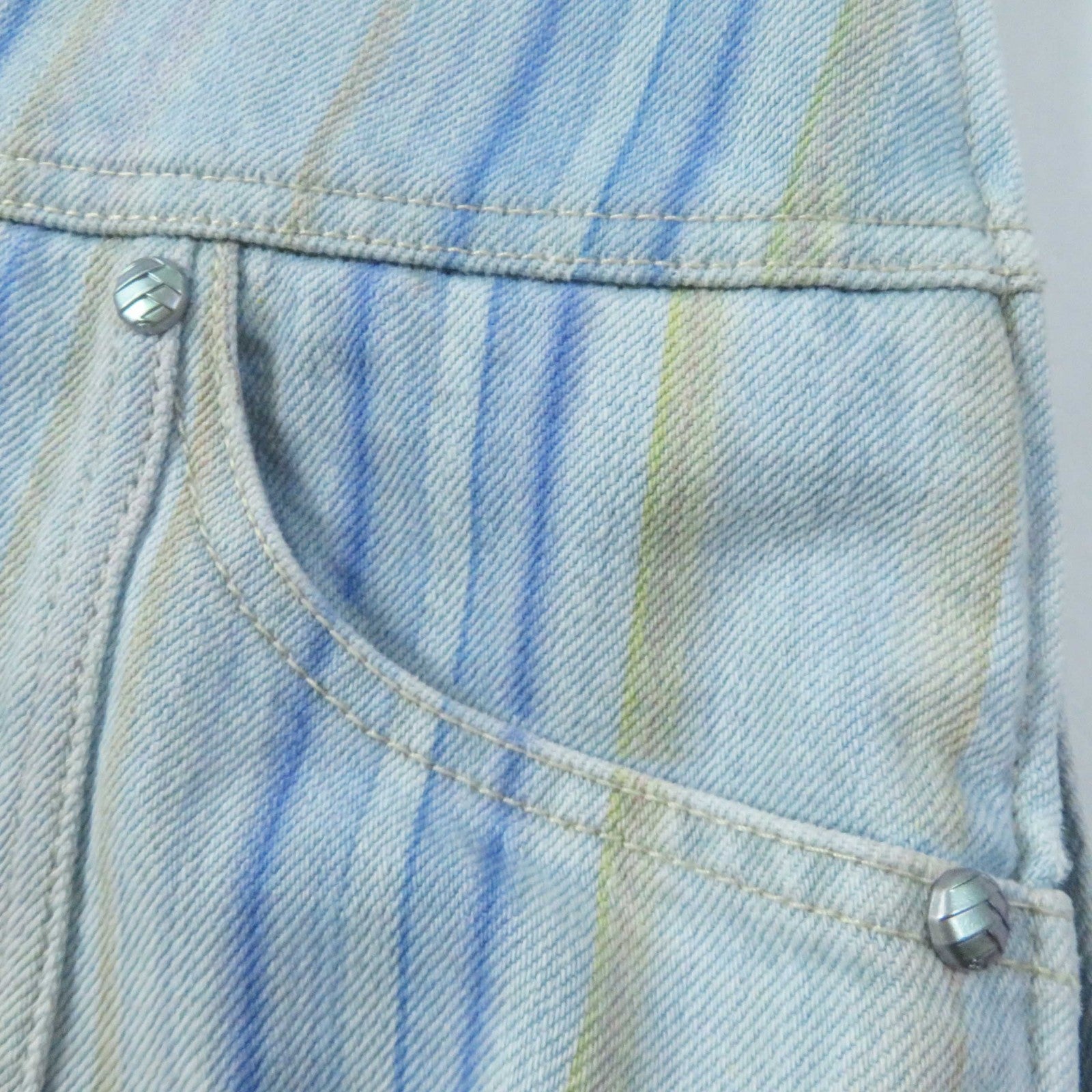 Chanel Stripe Denim Skirt Light Blue 34