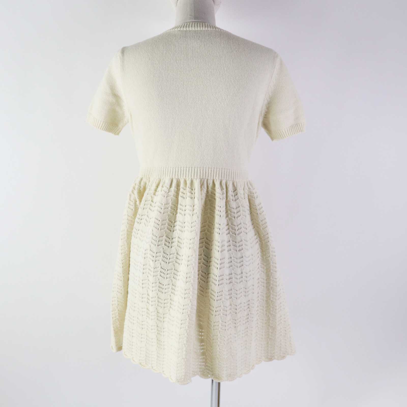 GUCCI Wool G Embroidery Knit Dress Ivory S