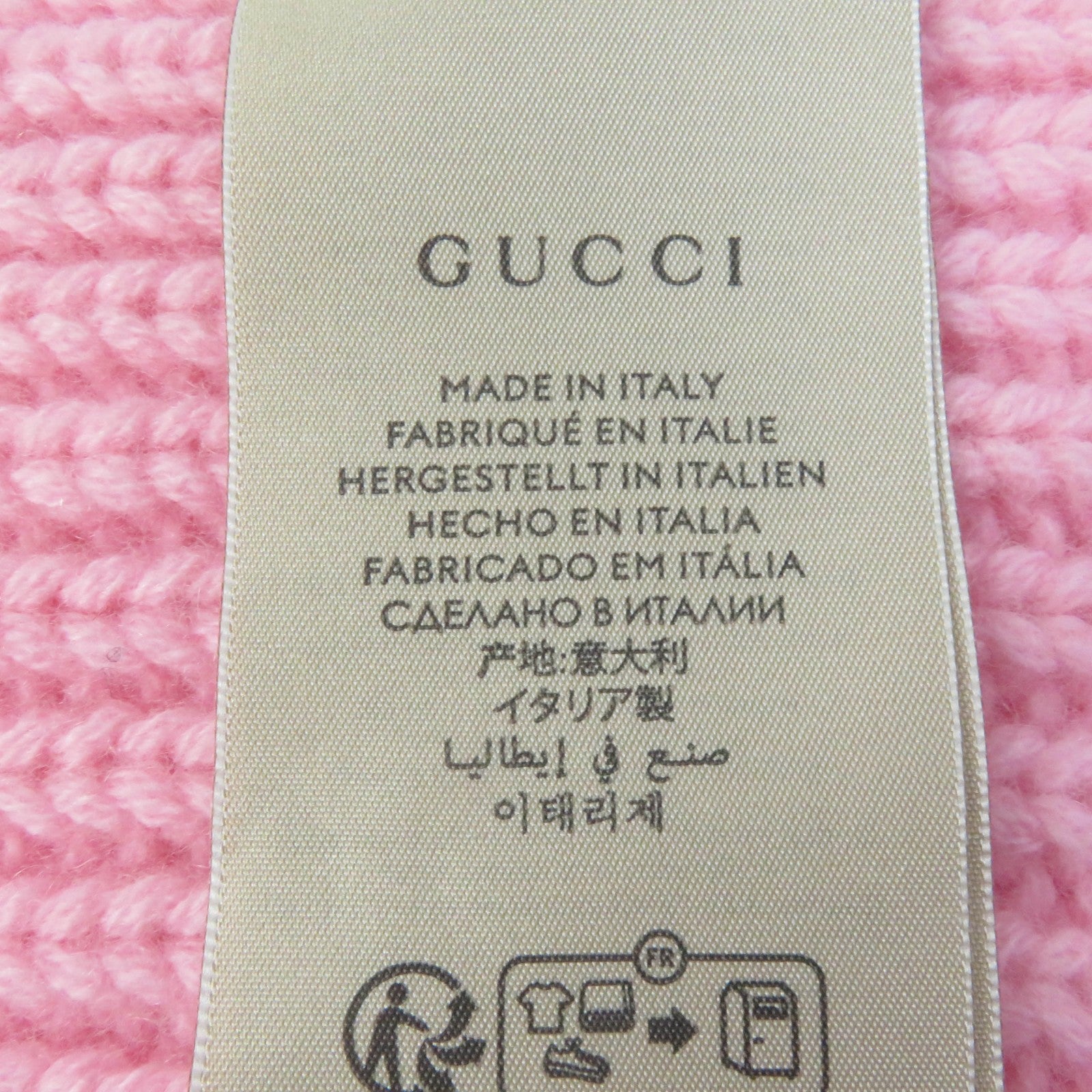 GUCCI Wool Cashmere Knit Scarf with Patches