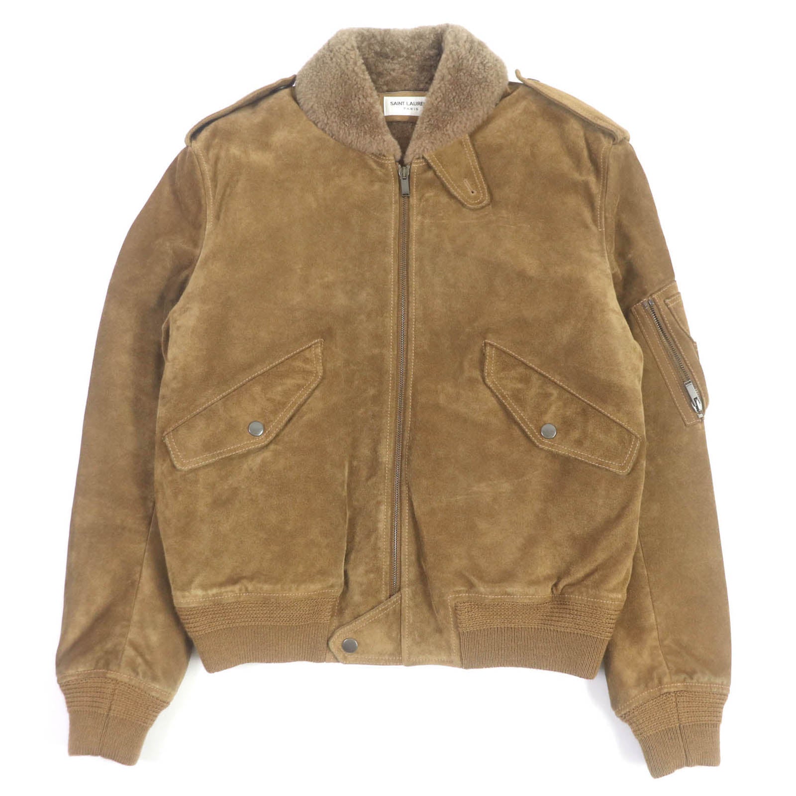 Saint Laurent Leather Mouton Suede Bomber Jacket