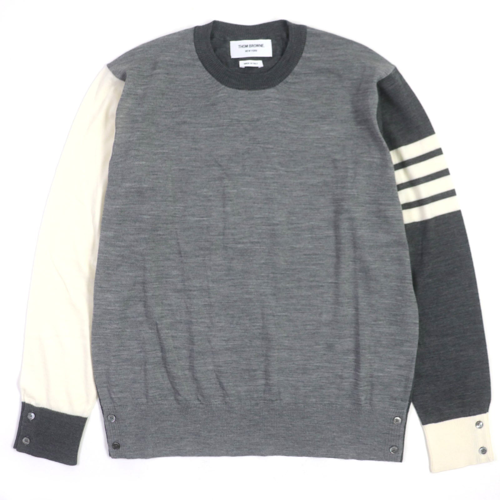 Thom Browne Funmix Merino 4-Bar Pullover Gray