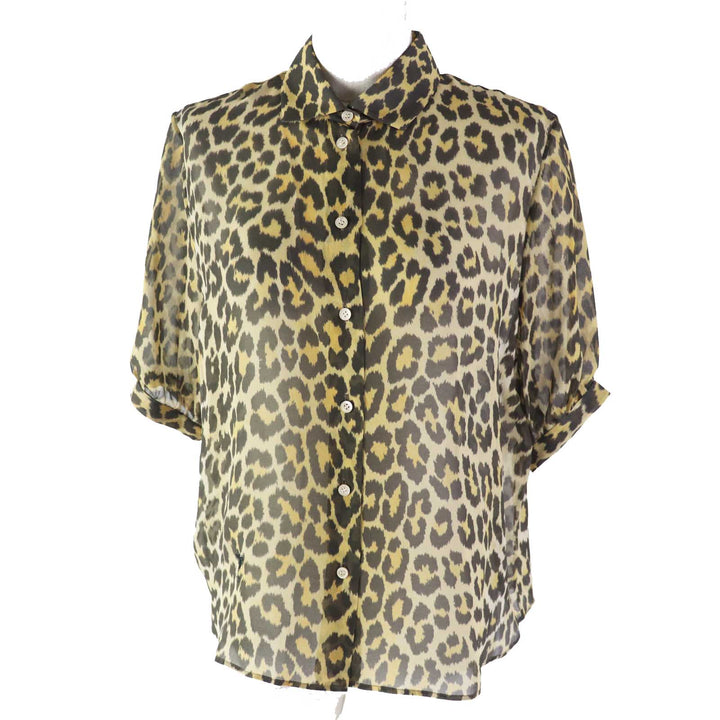 Dior Silk Bee Embroidery Leopard See-through Shirt