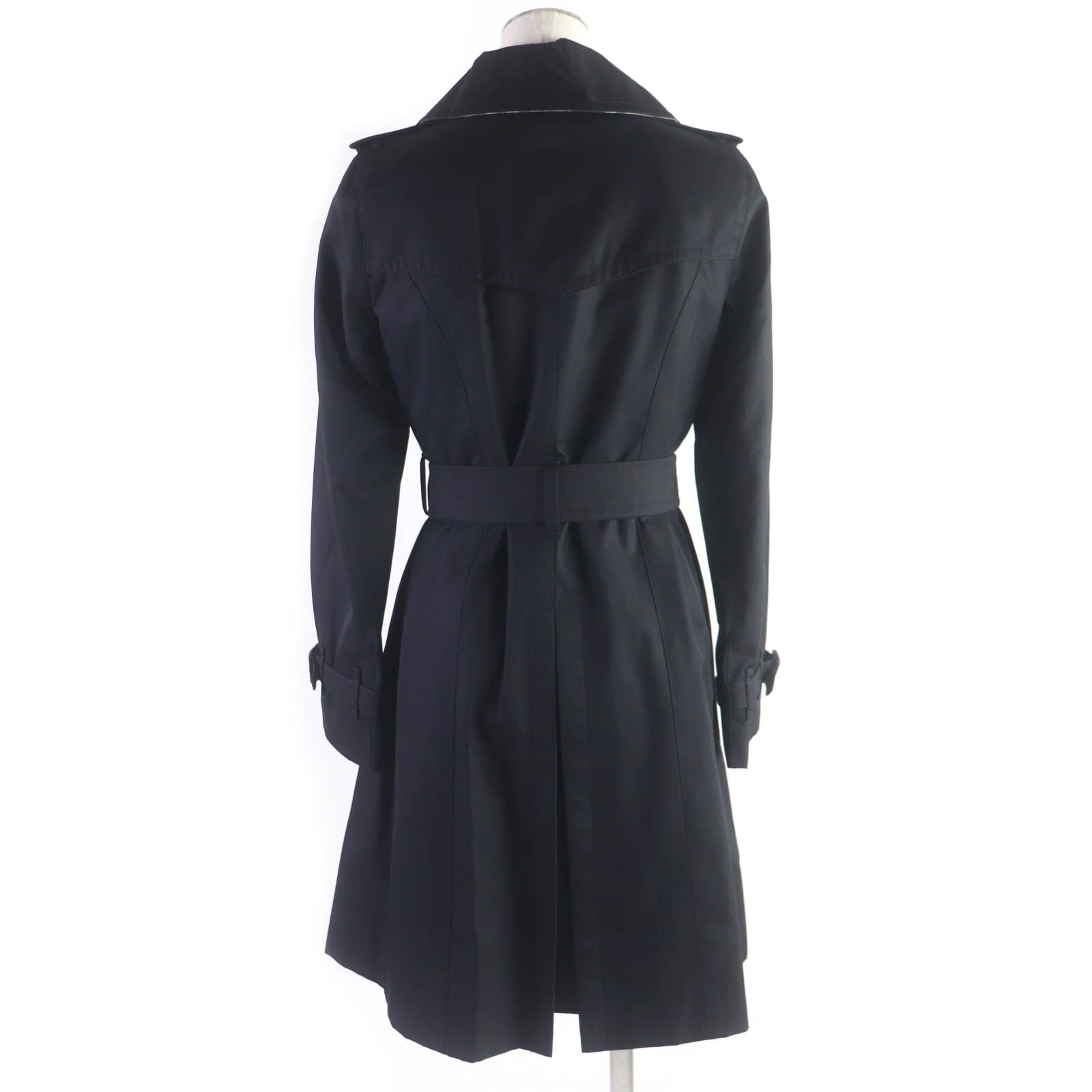 Burberry Cotton Leather Trench Coat Black 34