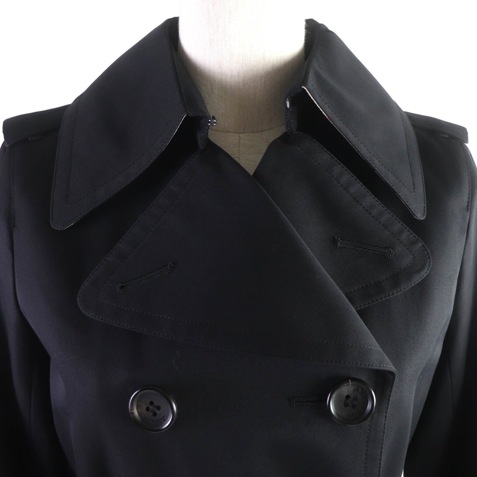 Burberry Cotton Leather Trench Coat Black 34