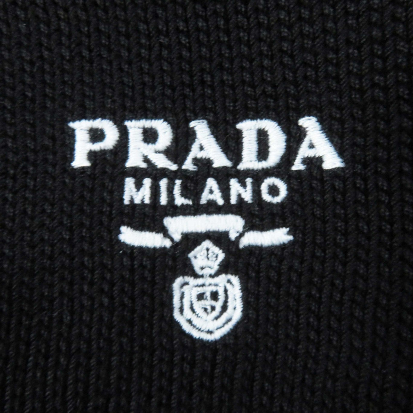 Prada Cotton Logo Crew Neck Cropped Knit Tee