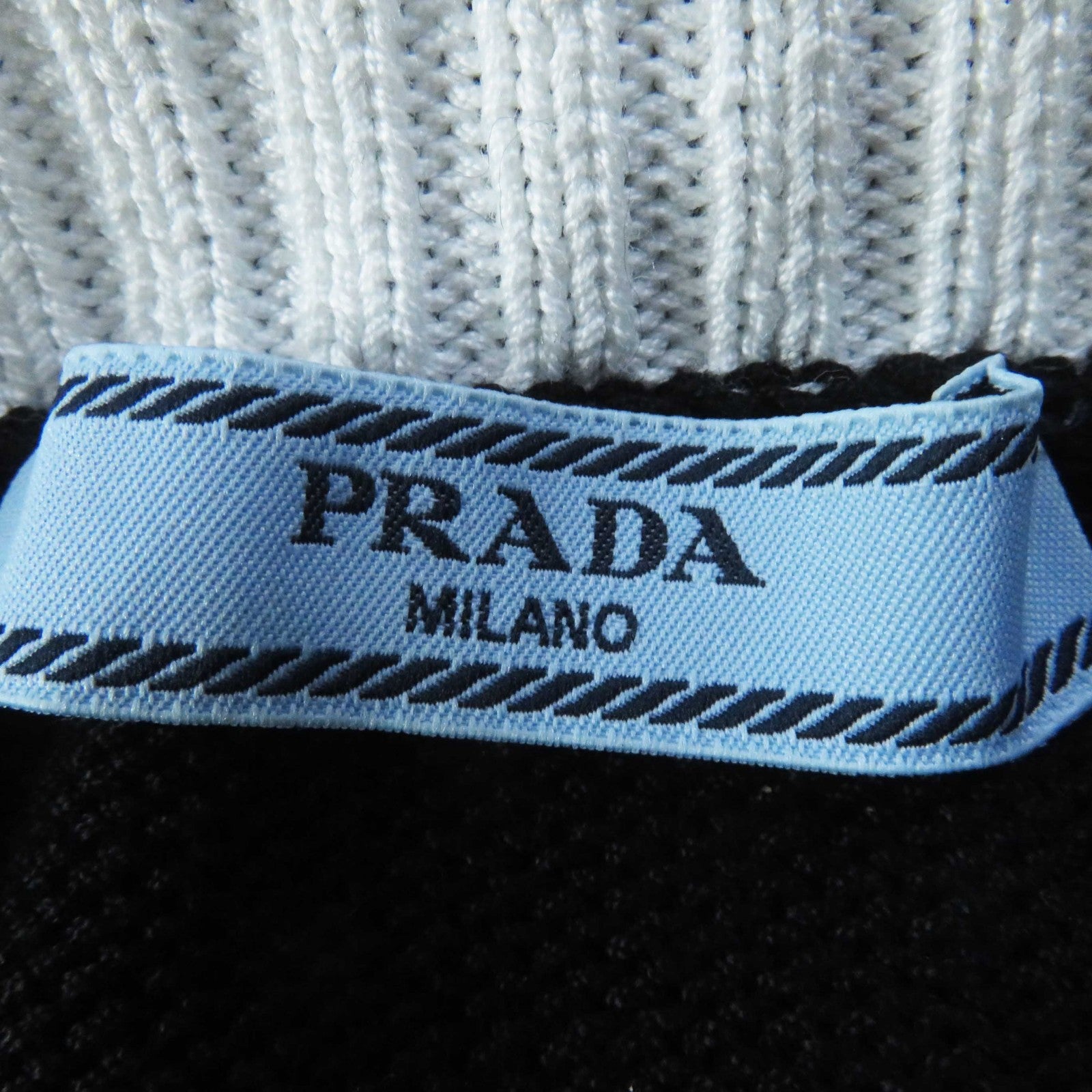 Prada Cotton Logo Crew Neck Cropped Knit Tee