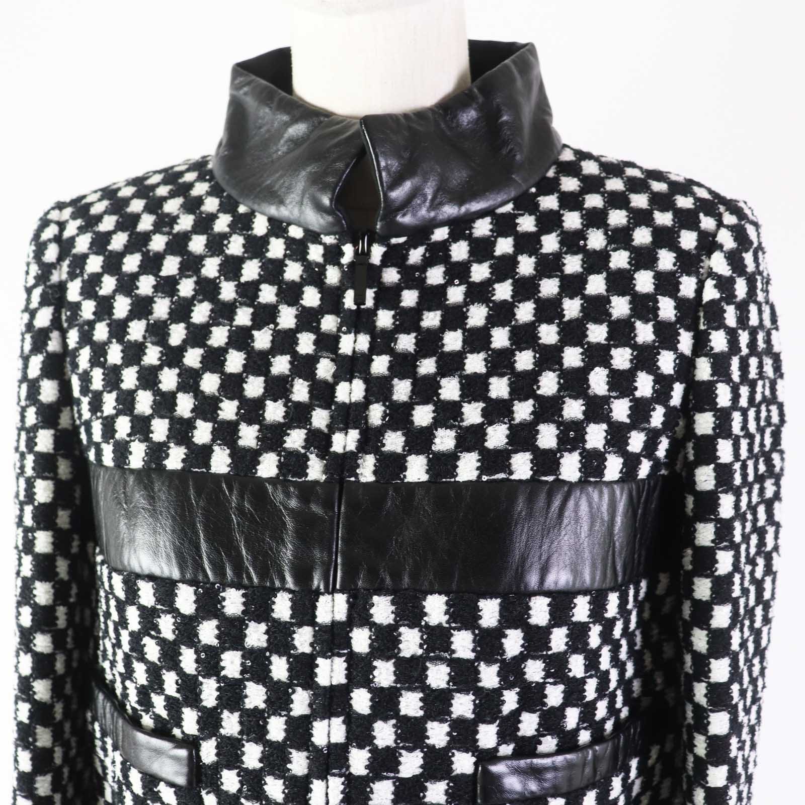 Chanel Tweed Jacket P57185 Black White 34