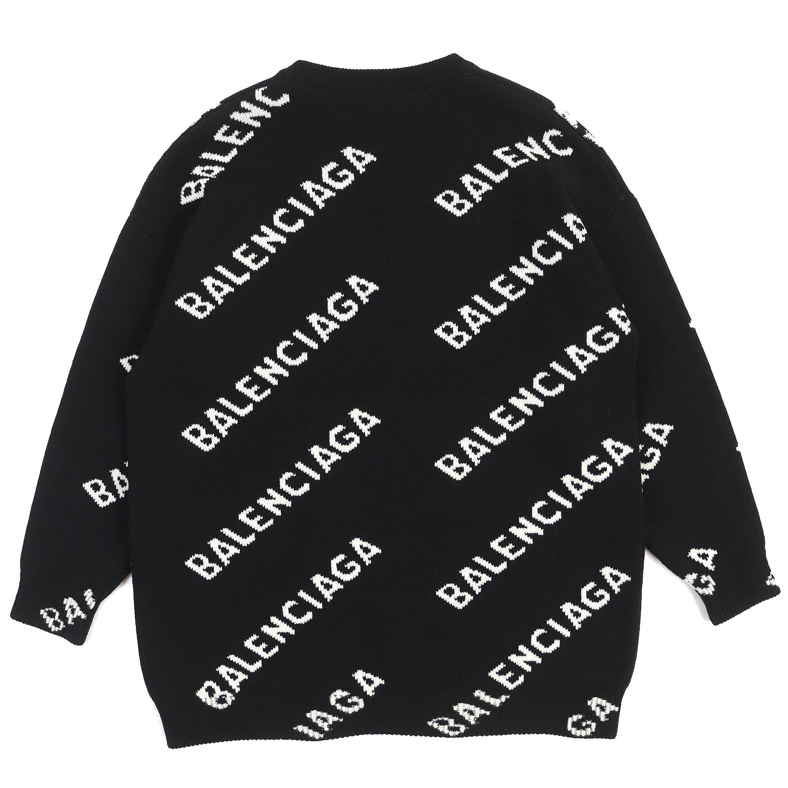 Balenciaga Wool Polyester Jacquard Logo Knit XS