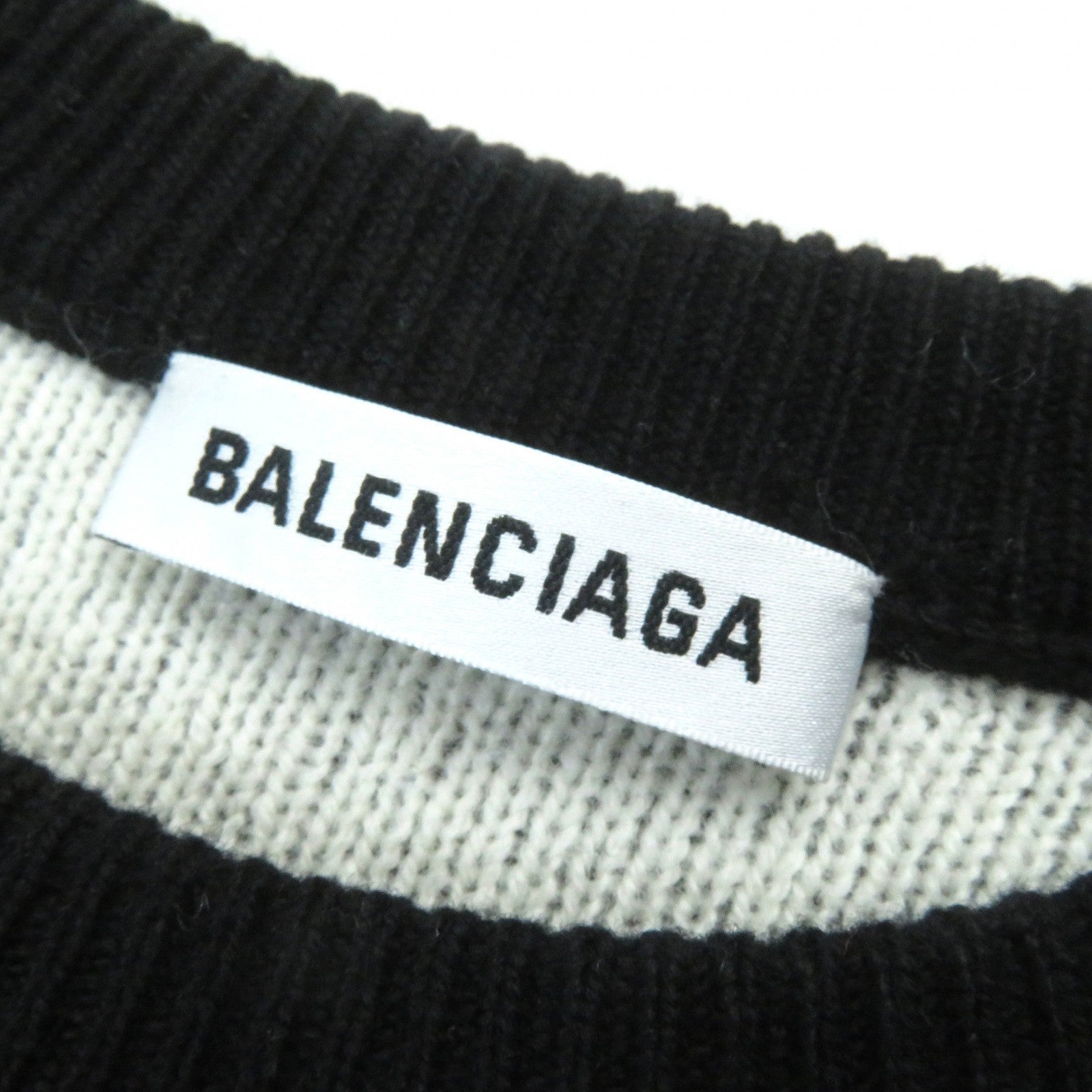 Balenciaga Wool Polyester Jacquard Logo Knit XS