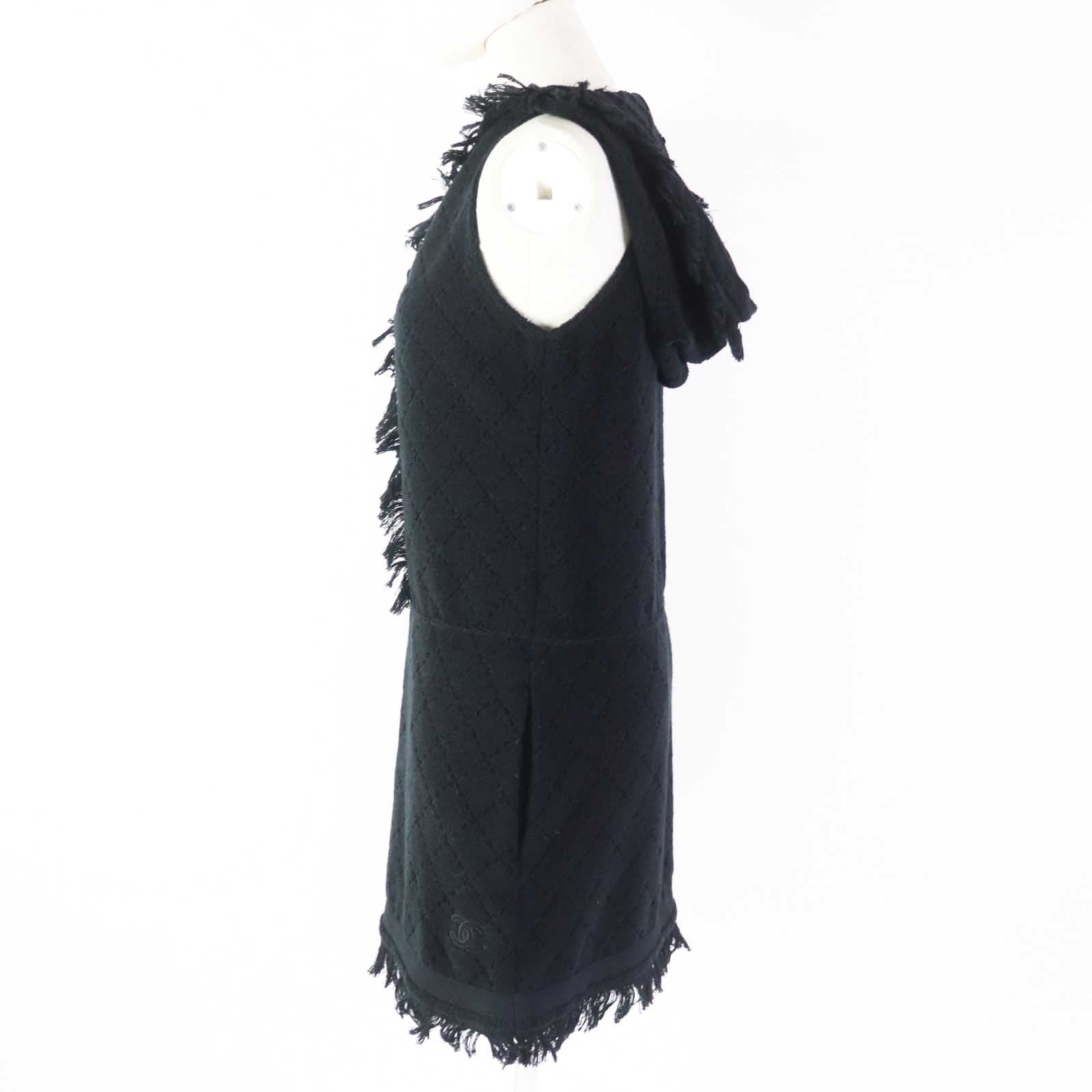 Chanel Cotton Hooded Sleeveless Dress Black