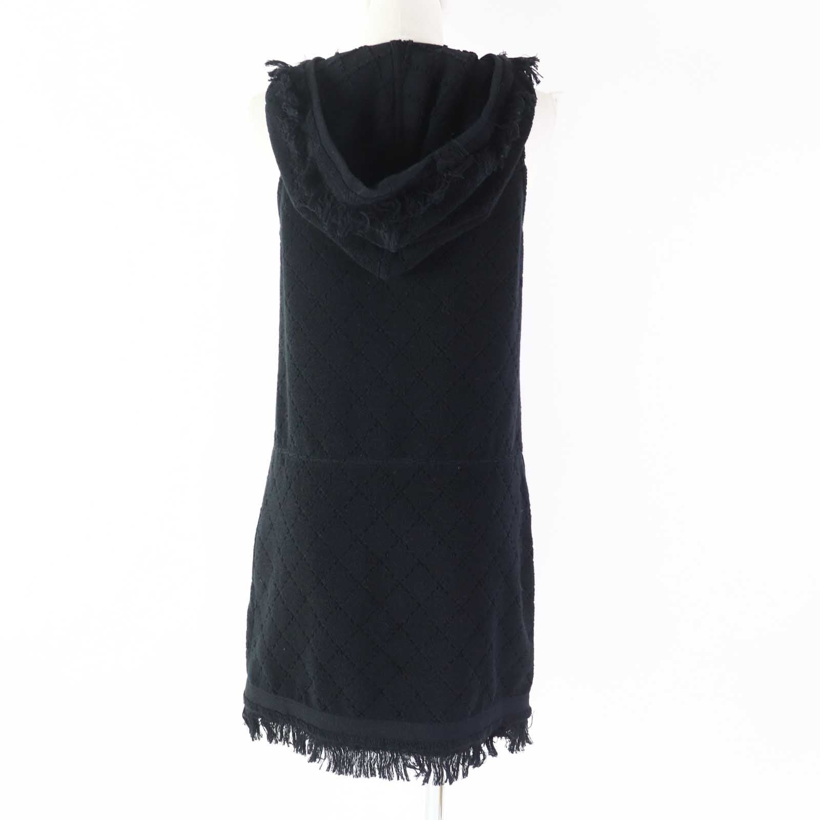 Chanel Cotton Hooded Sleeveless Dress Black