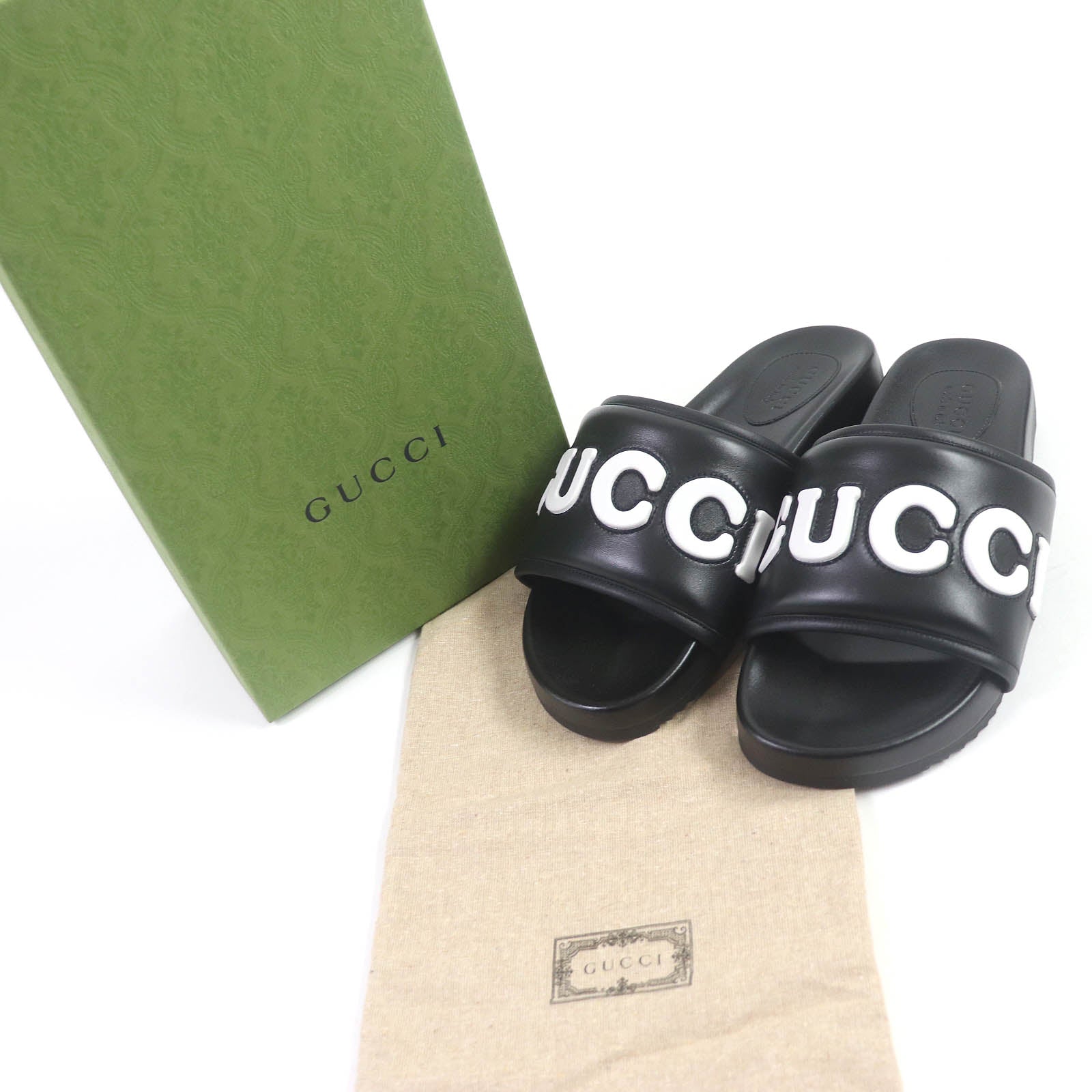 GUCCI Logo Slide Shower Sandals Black