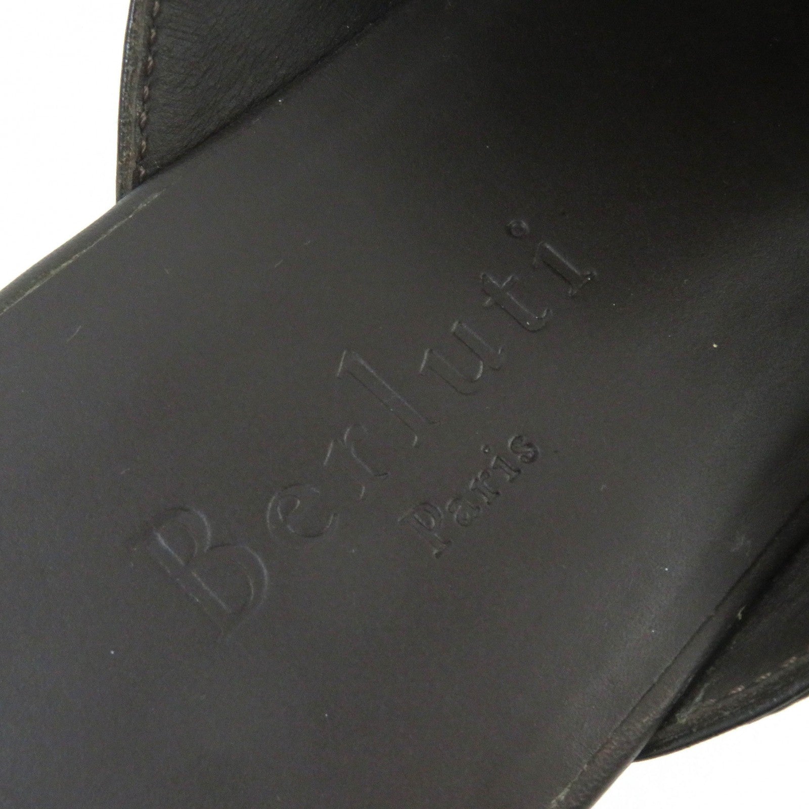 Berluti Leather Calligraphy Sandals Dark Brown