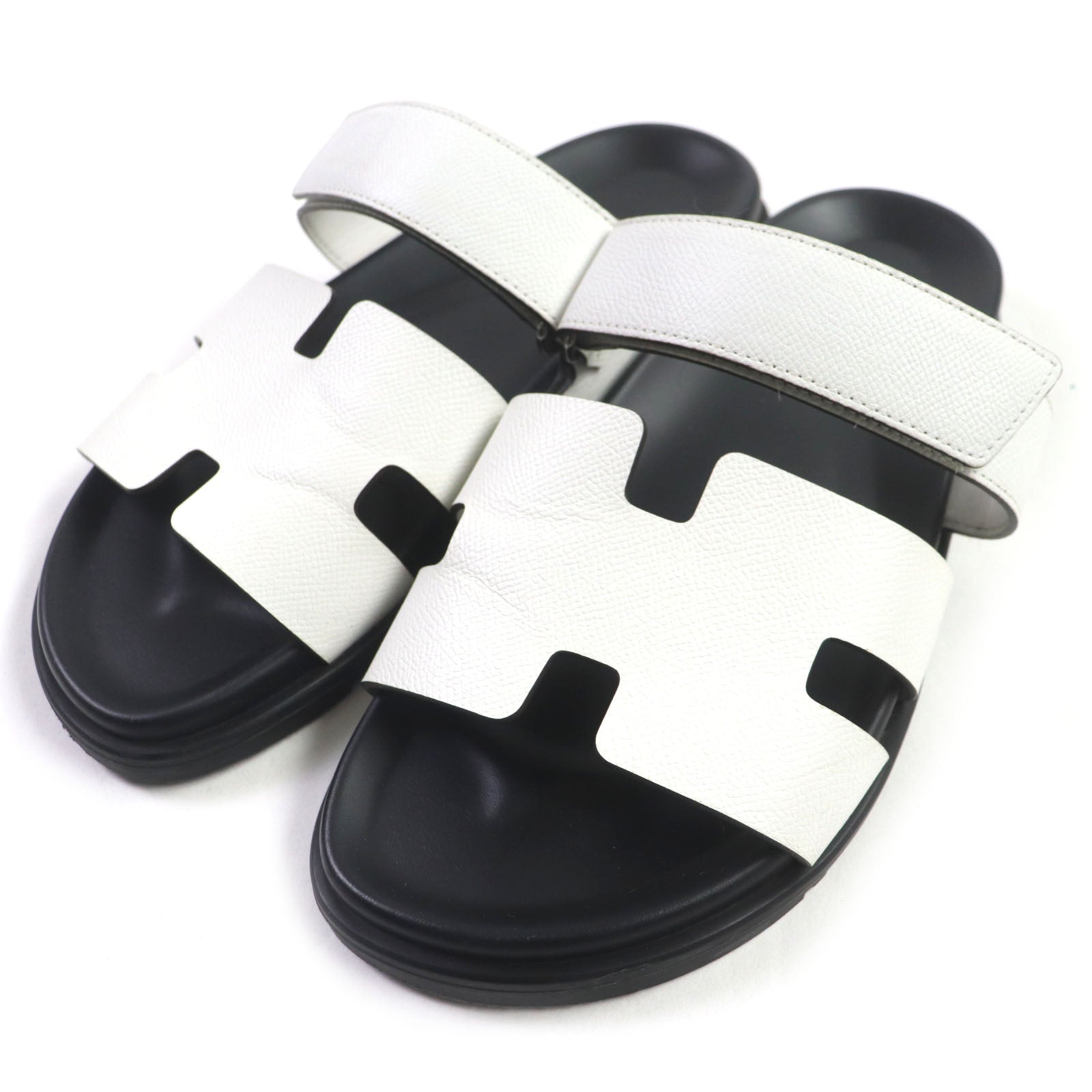 Hermes H Logo Leather Sandals White 42