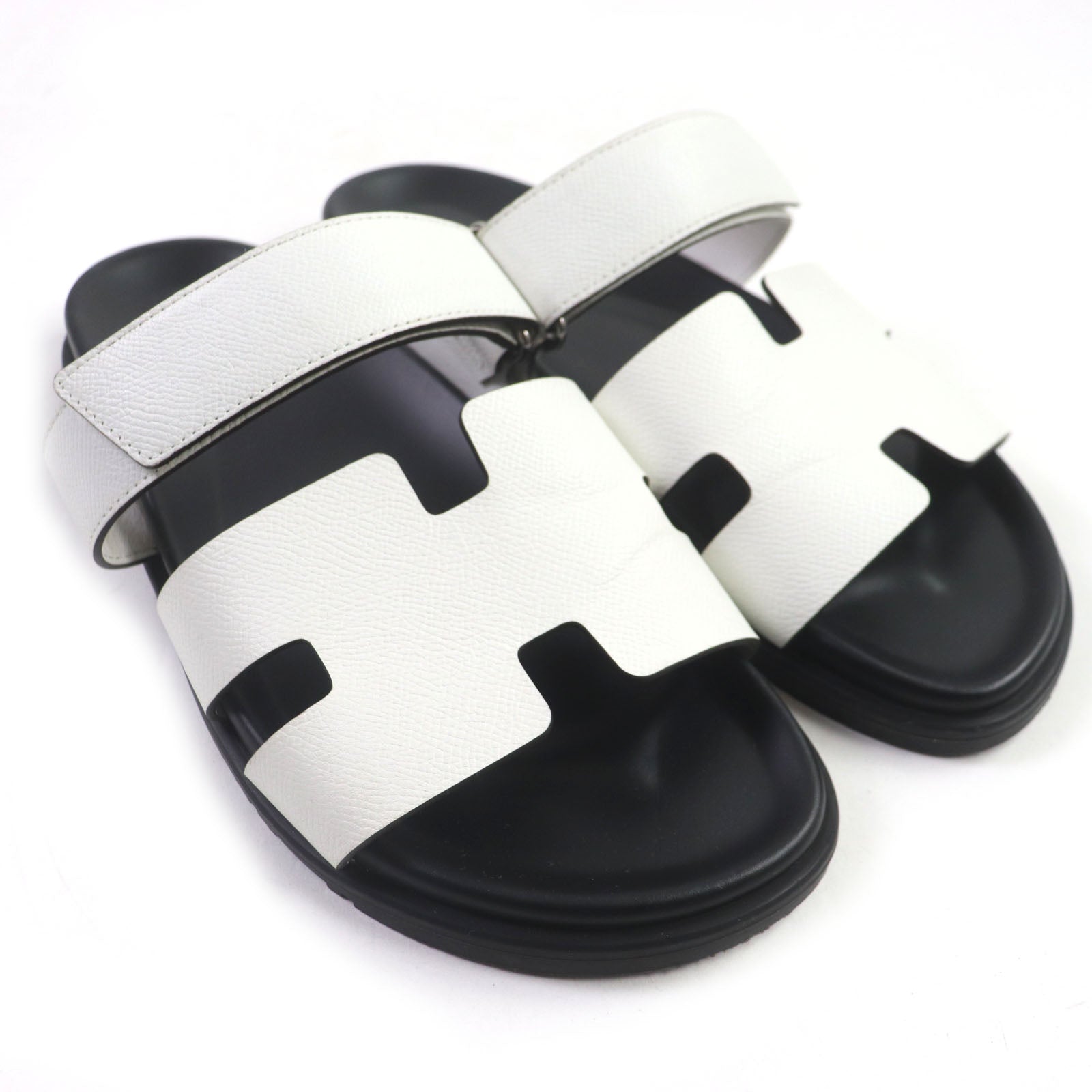 Hermes H Logo Leather Sandals White 42