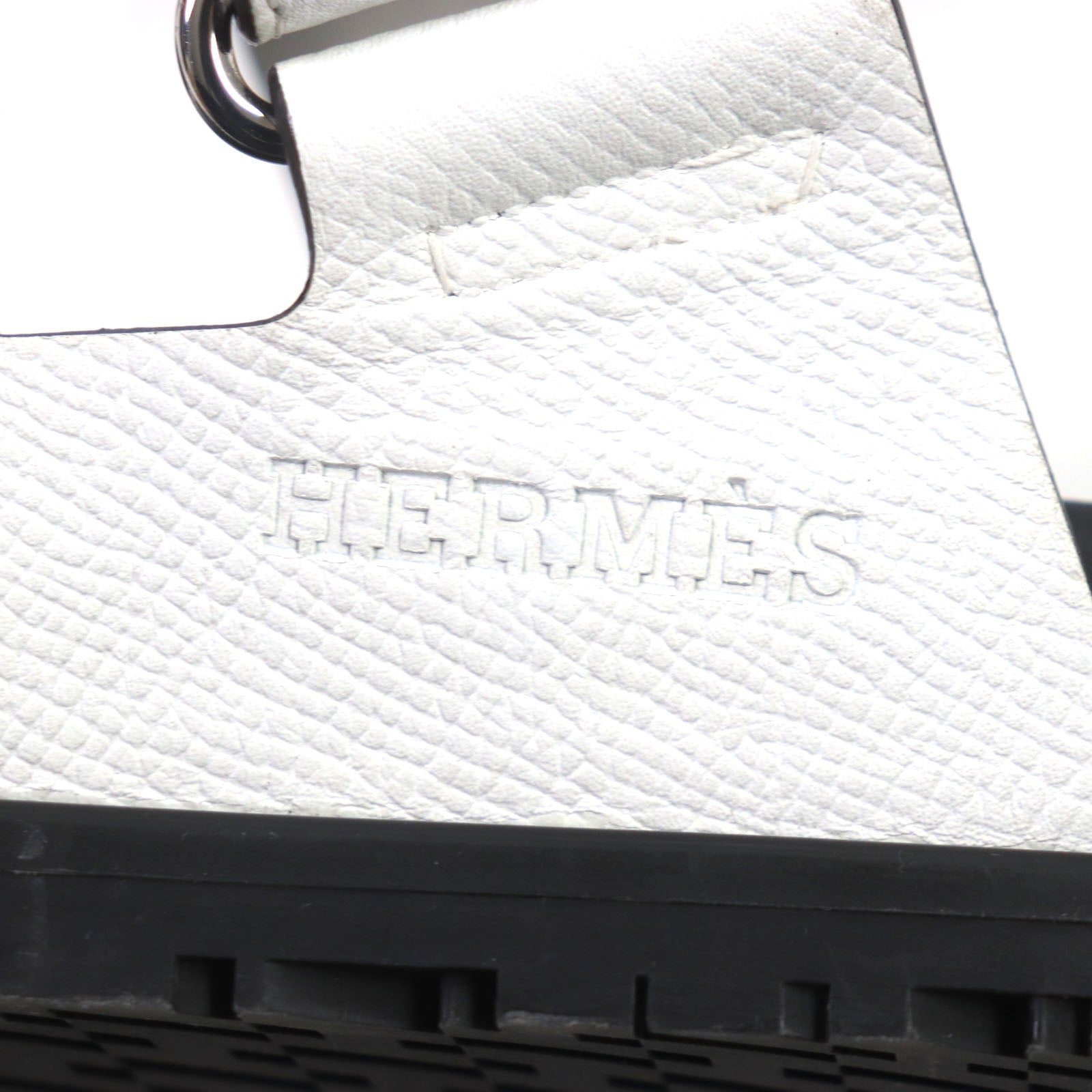 Hermes H Logo Leather Sandals White 42