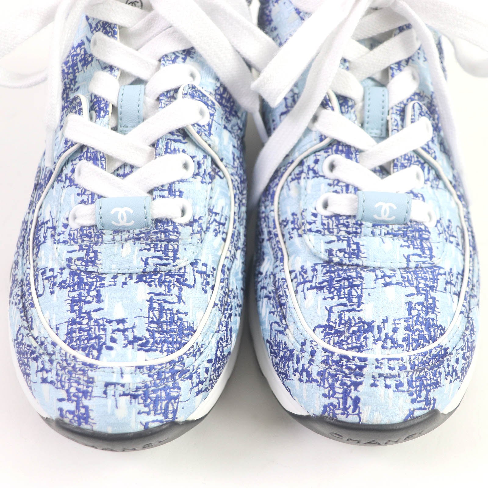 Chanel COCO Mark Fabric Sneakers Blue 36