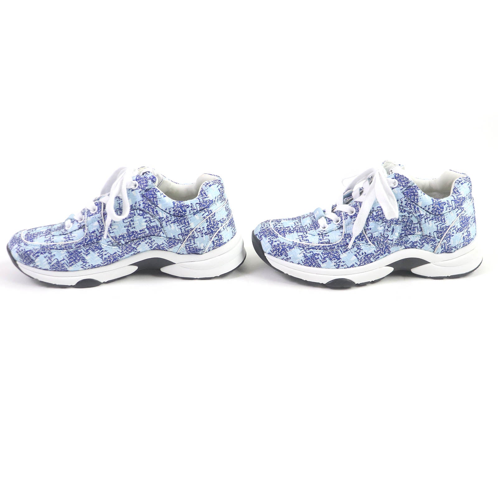 Chanel COCO Mark Fabric Sneakers Blue 36