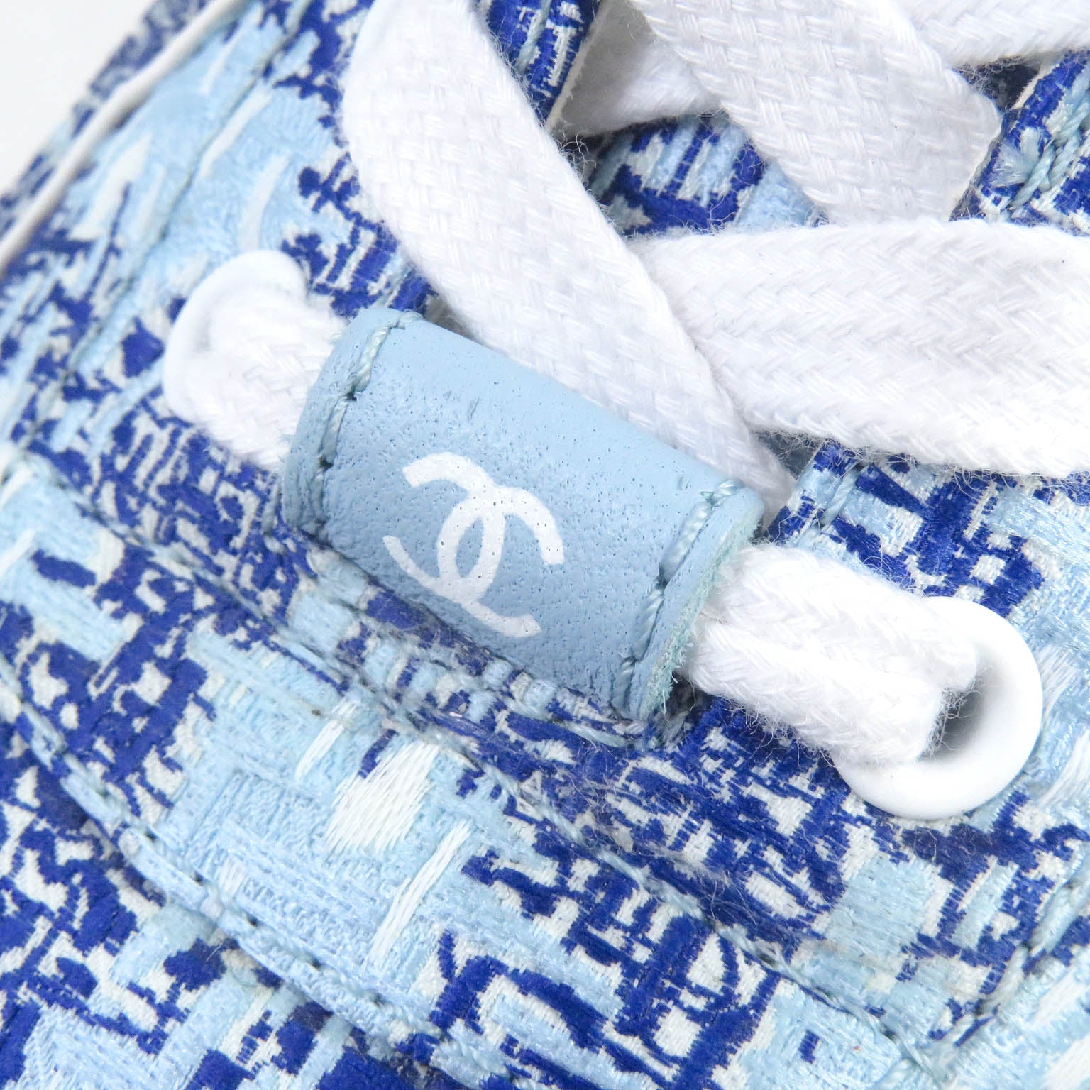 Chanel COCO Mark Fabric Sneakers Blue 36