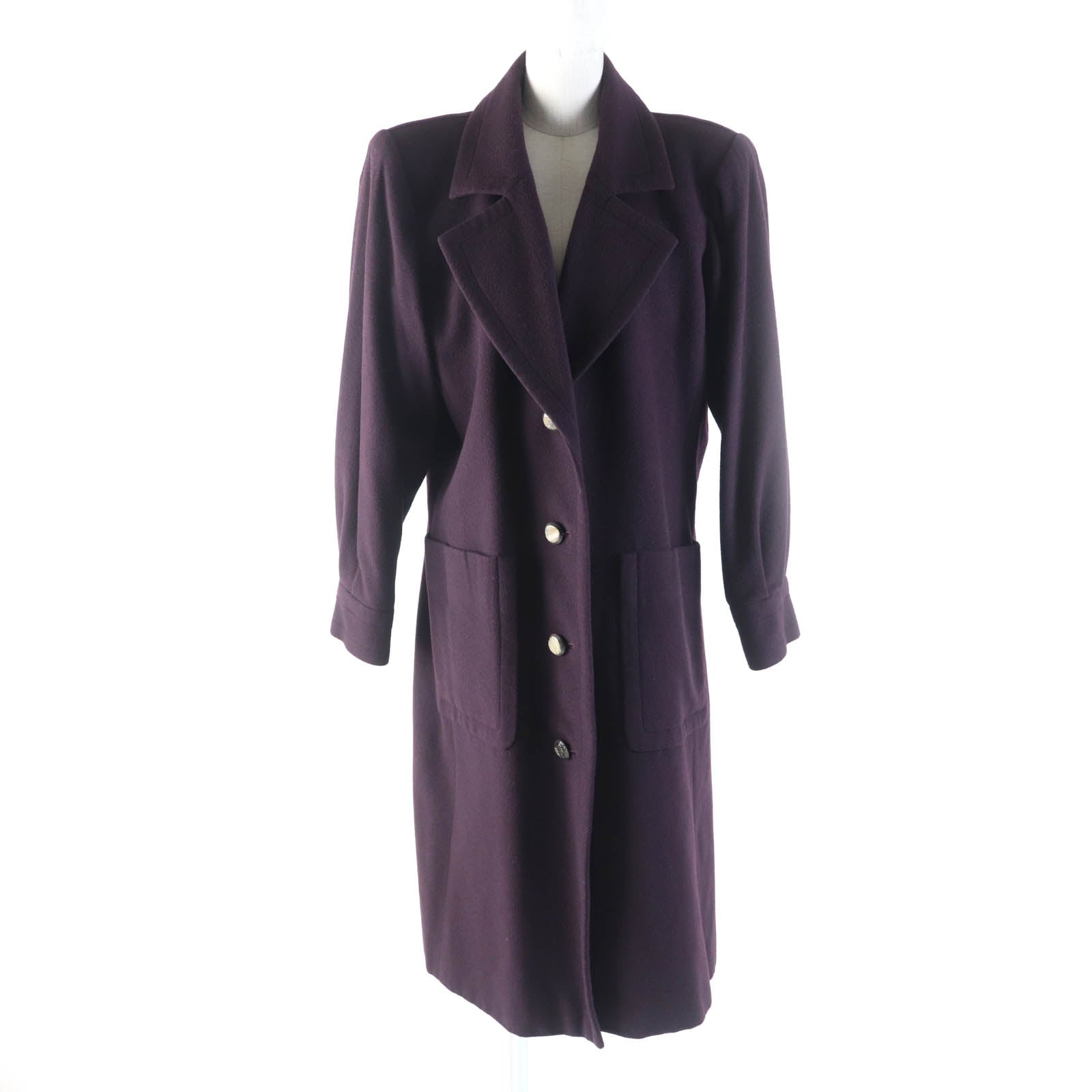 Yves Saint Laurent Wool Long Coat Purple M