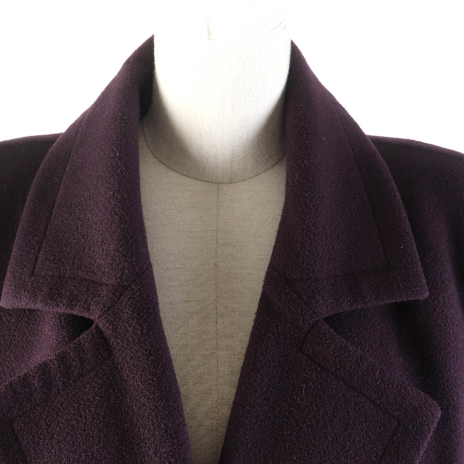 Yves Saint Laurent Wool Long Coat Purple M