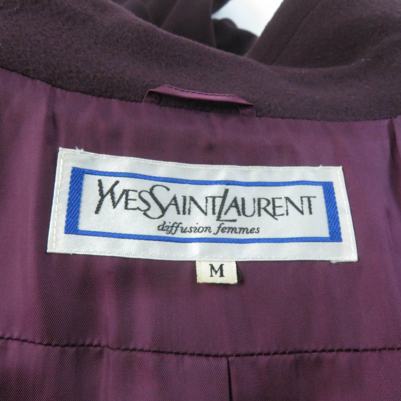 Yves Saint Laurent Wool Long Coat Purple M