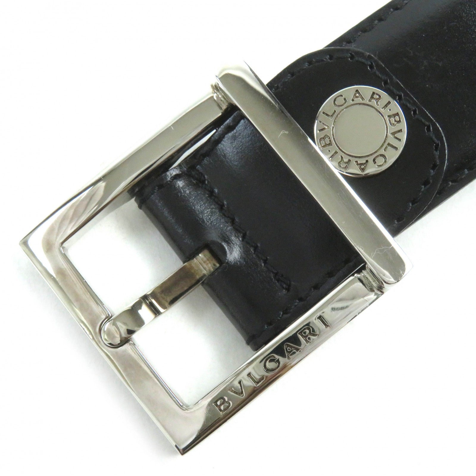 BVLGARI Leather Logo Buckle Belt Black