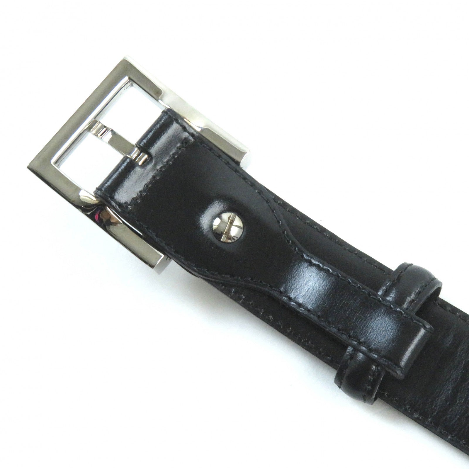 BVLGARI Leather Logo Buckle Belt Black