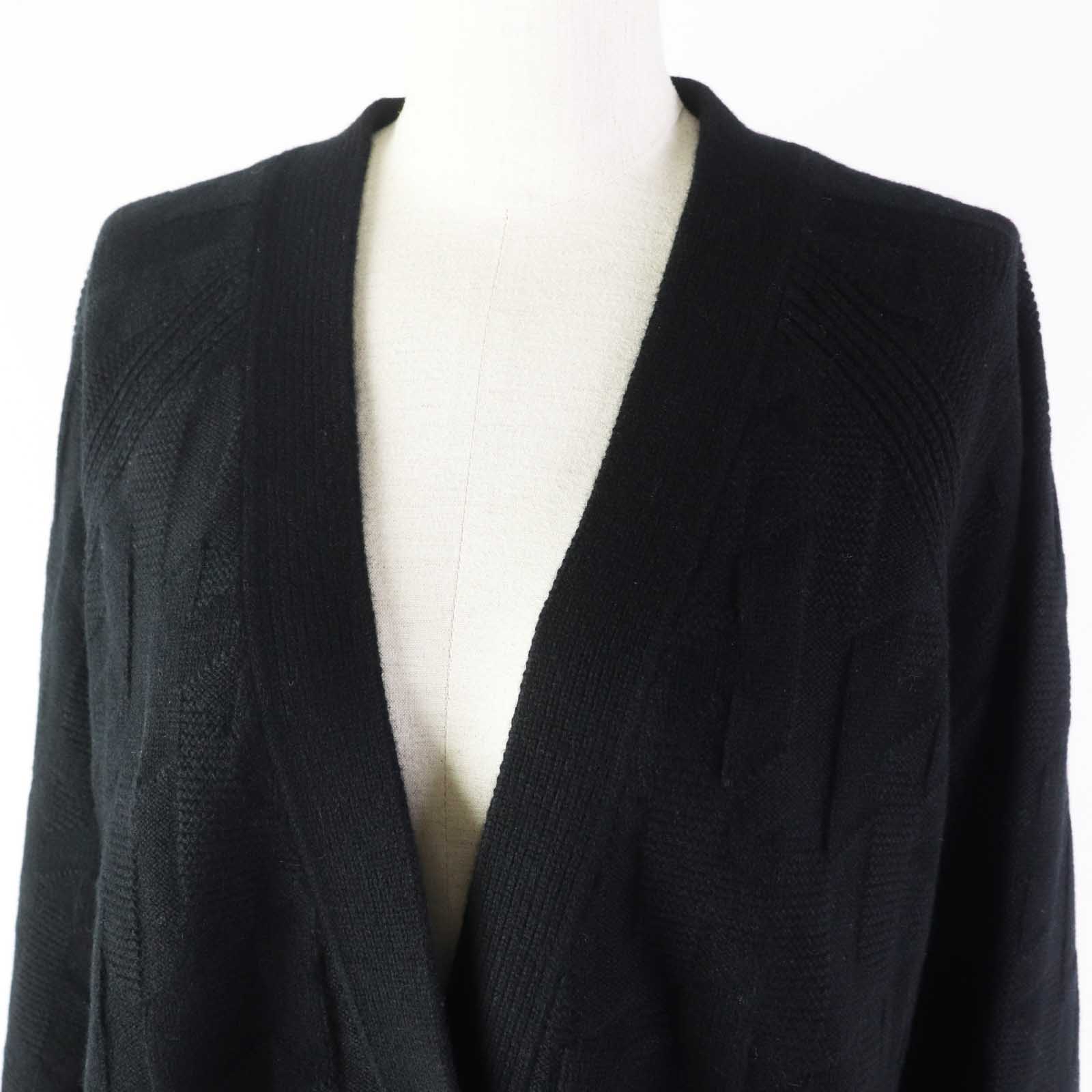 Hermes Wool Bias H Pattern Cardigan Black