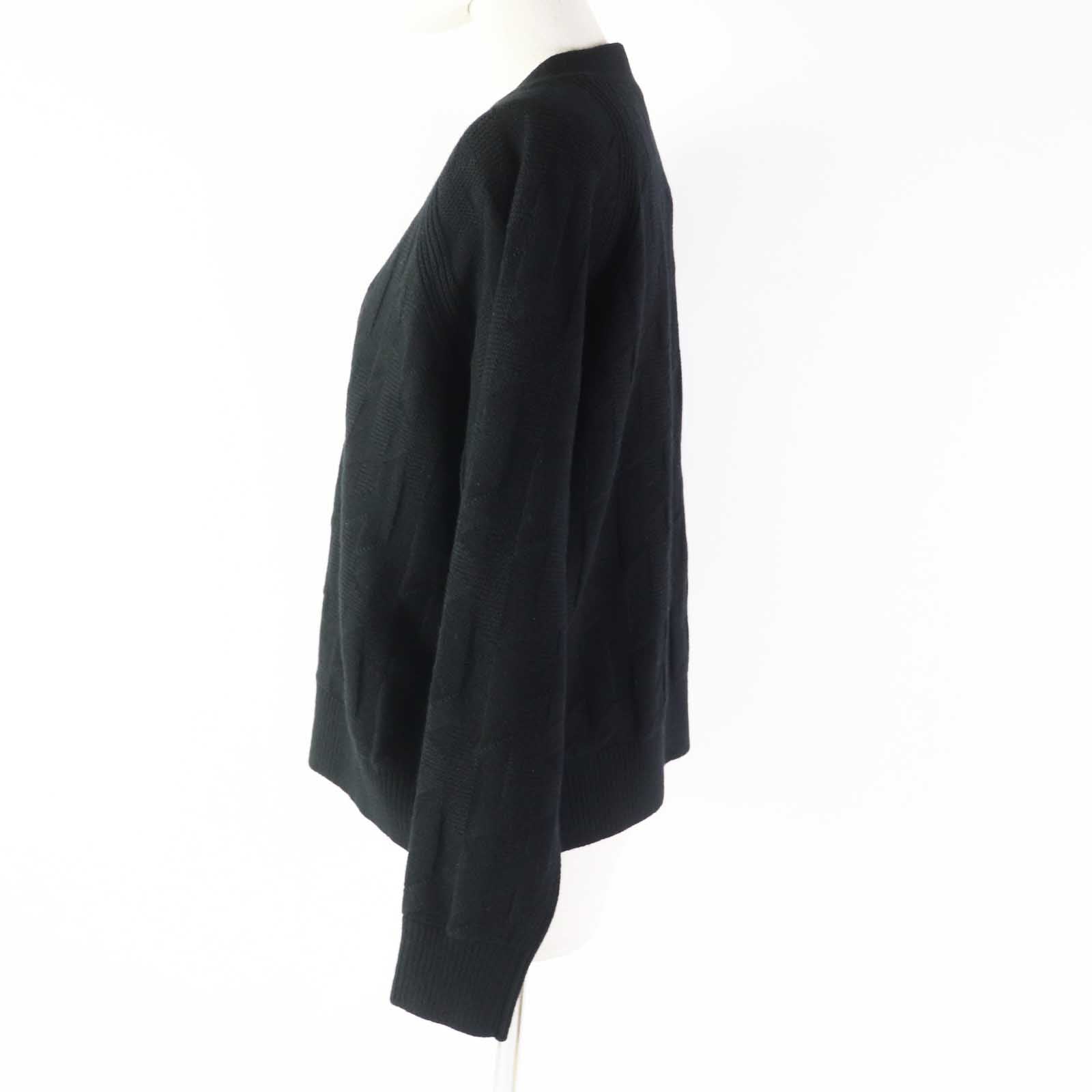 Hermes Wool Bias H Pattern Cardigan Black