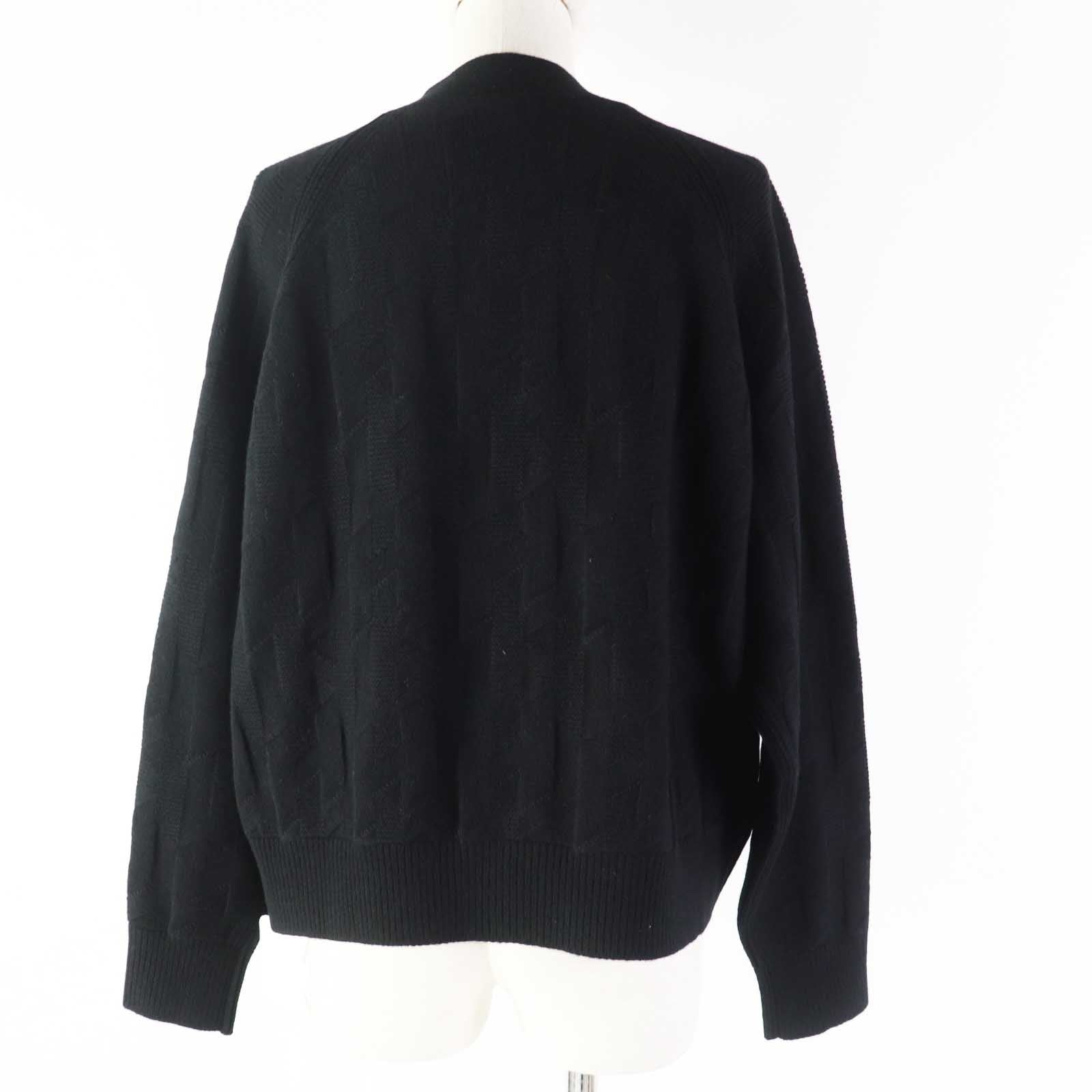 Hermes Wool Bias H Pattern Cardigan Black